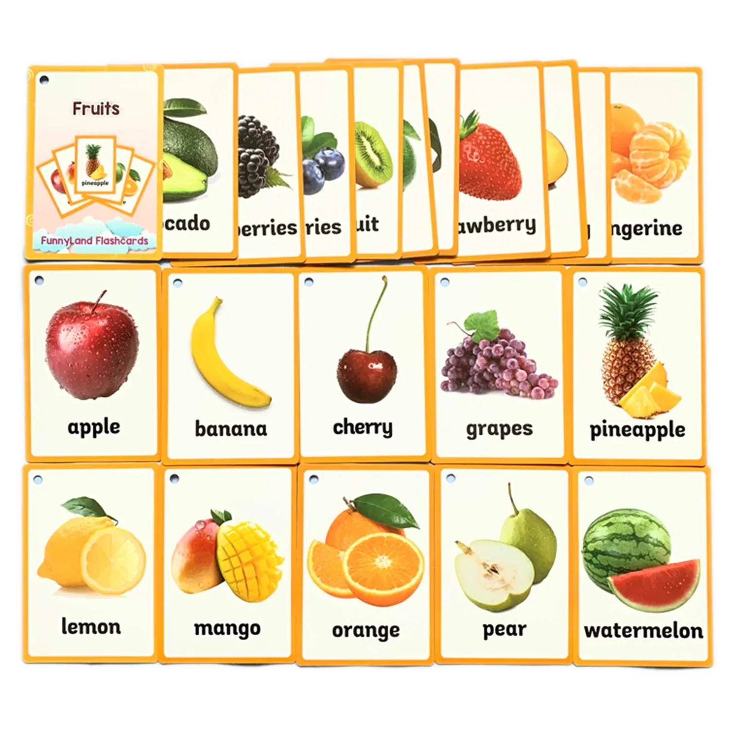 Richardy 21Pcs/Set Fruit Kids Gifts English Flash Cards Pocket Card Ed