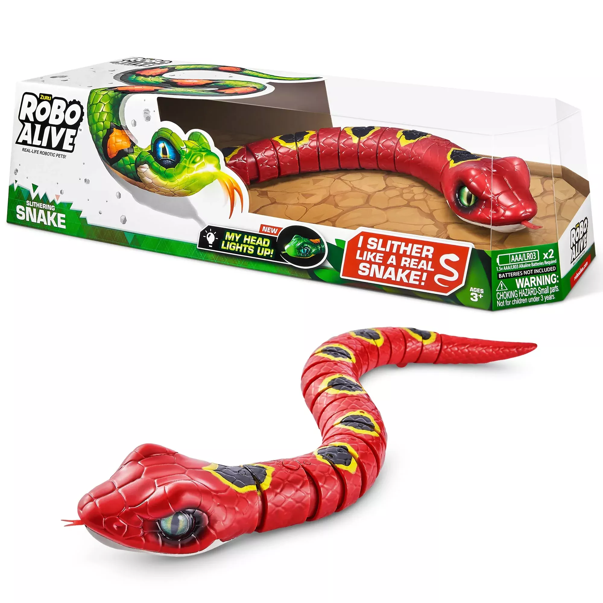 Robo Alive Slithering Snake 14.96" Red Realistic Movement Toy