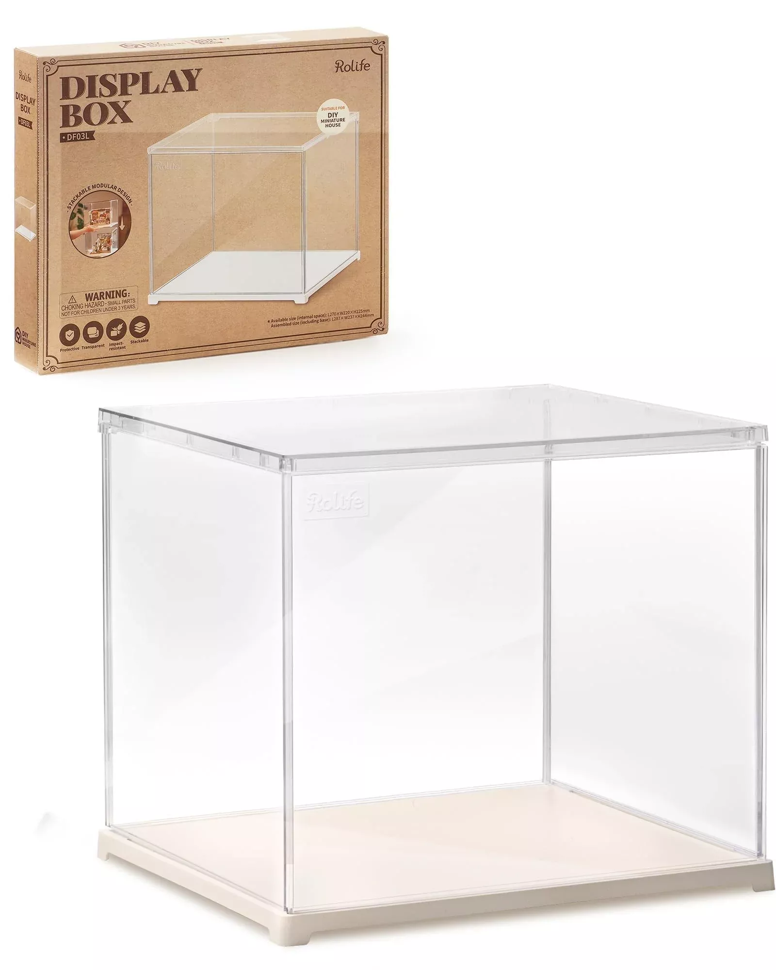 Rolife Clear Acrylic Display Case For Hobby Collectibles, Easy Assembl