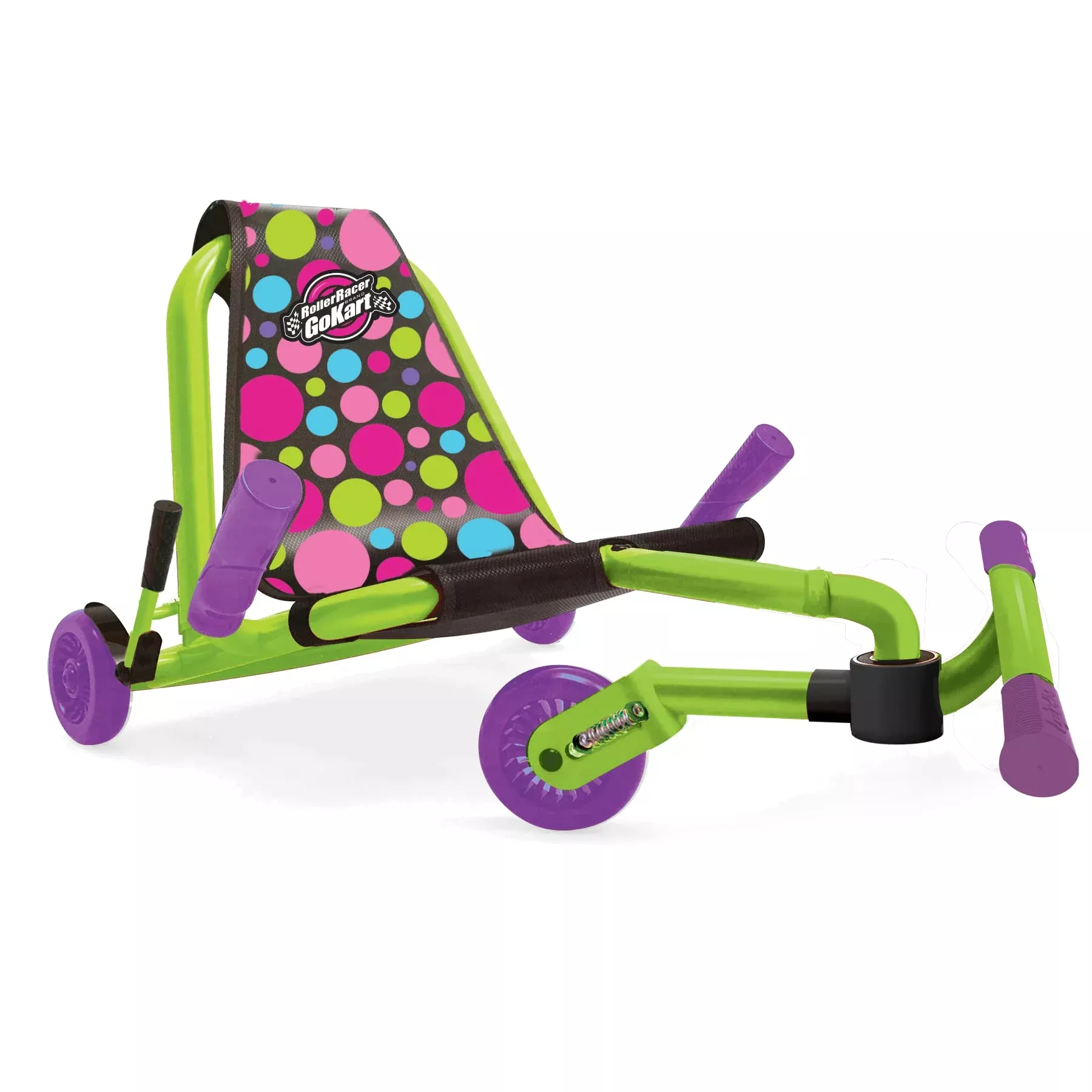 Roller Racer Swing Ride - Kid-Powered, Large, Polka Dots, Ages