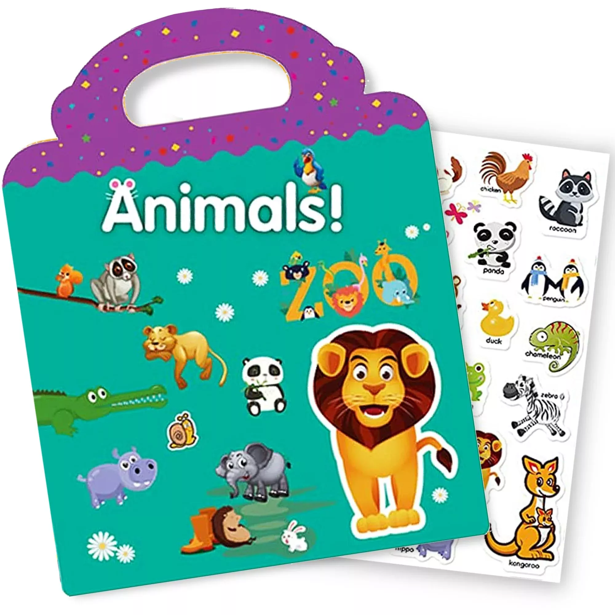 RUSON Reusable Sticker Book for Kids - Animal Theme, Mixed Color