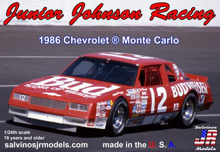 Salvinos JR Models 22624 1/24 Junior Johnson 1986 Chevrolet Monte Carlo Driven by Neil Bonnet Model Kit