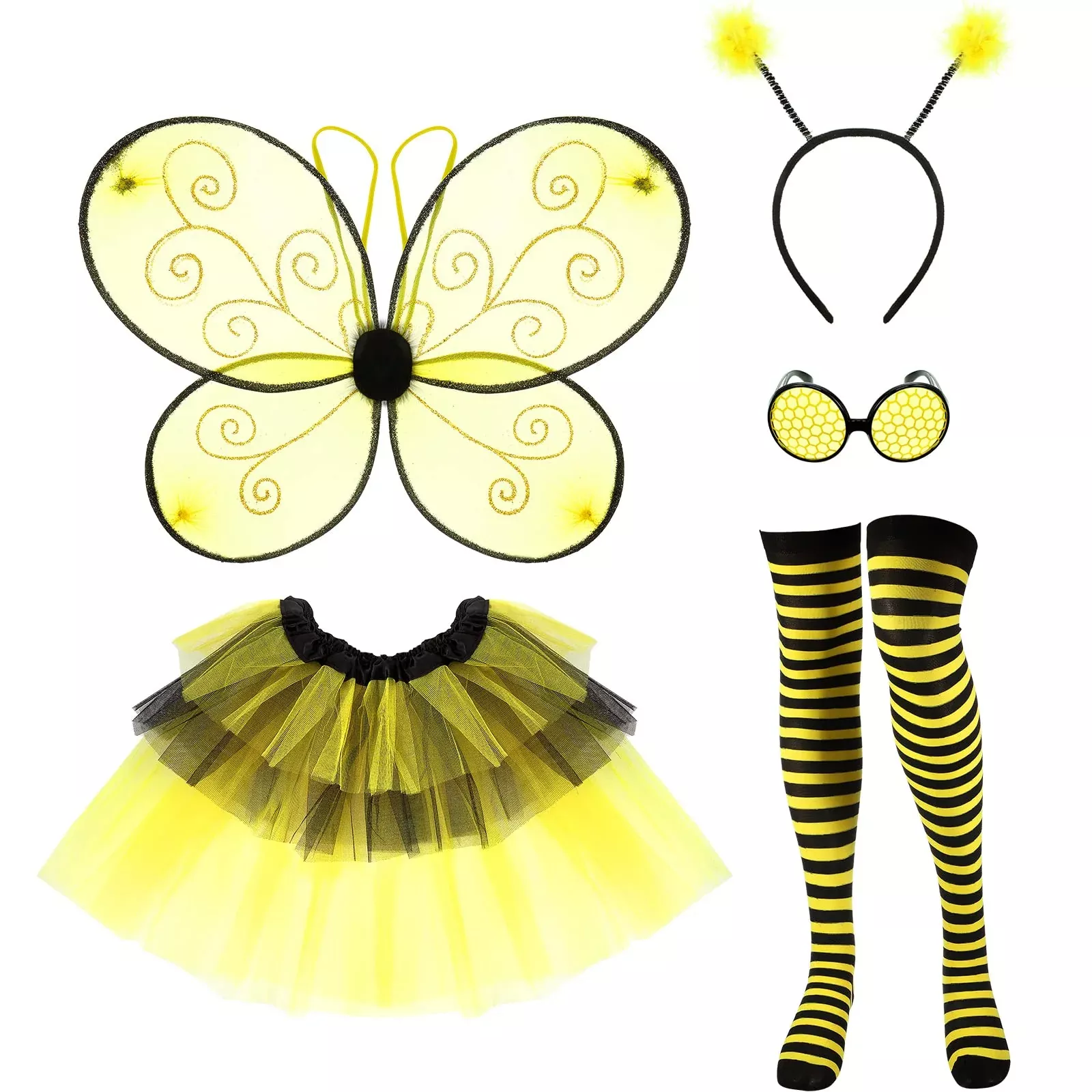 SATINIOR Bee Costume Set for Women, One Size, Yellow and Black