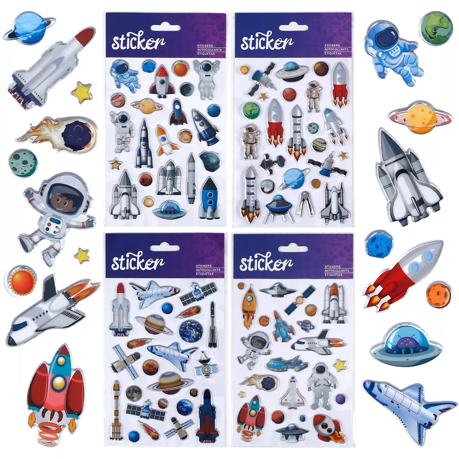 SHANGRLA Space Stickers for Kids - 3D Foam Assortment - Mult