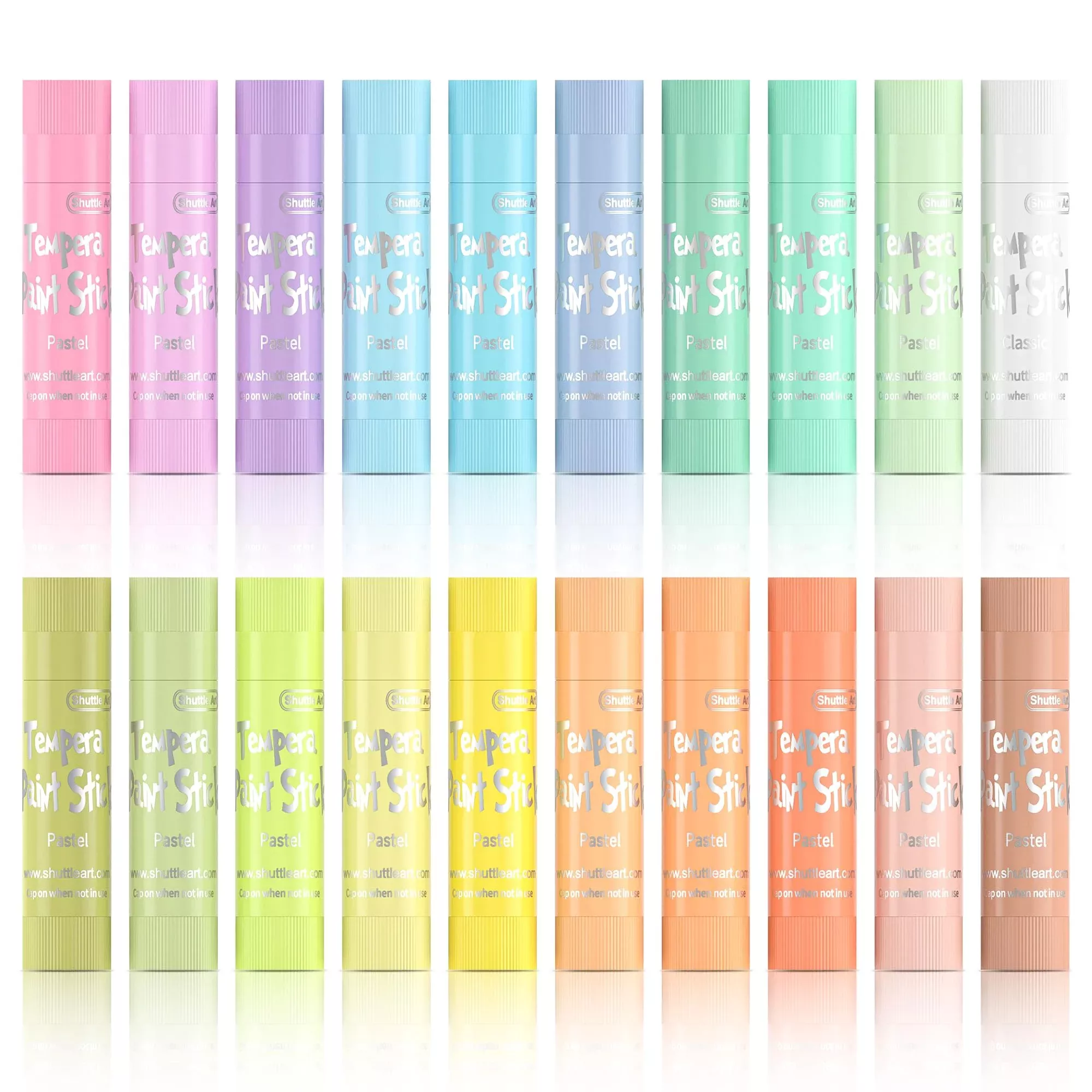 Shuttle Art Tempera Paint Sticks 20 Pastel Colors 1 Count Pack of