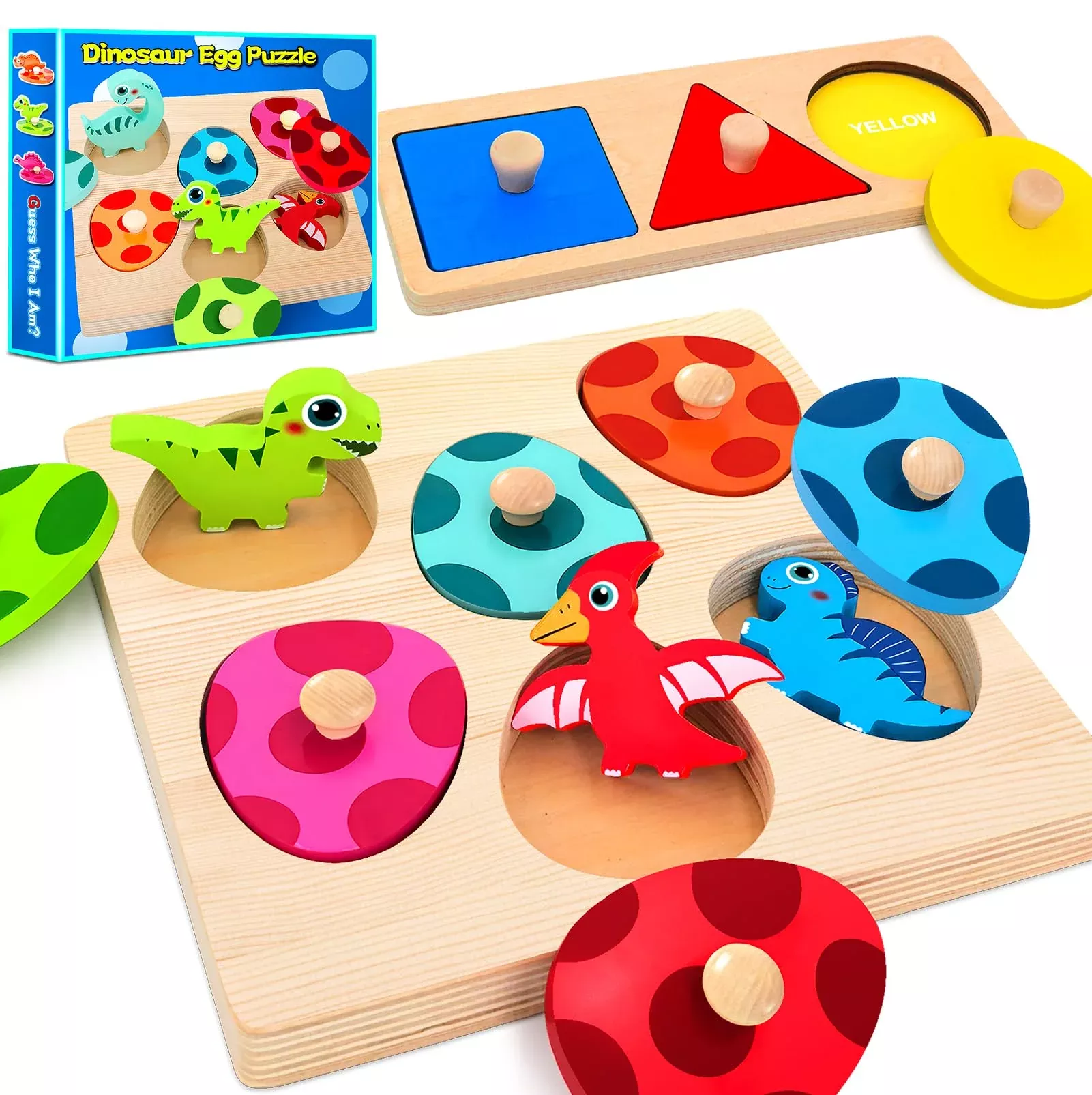 SIERLIKY Dinosaur Puzzle Set - Montessori Learning Toy, 6.9"x7.