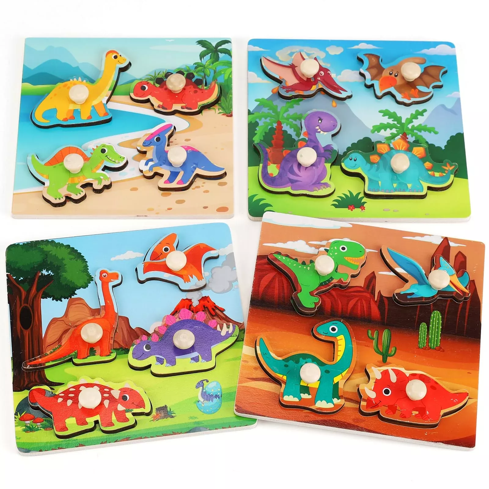 Slotic Wooden Puzzle Set for Toddlers - 4 Pieces, Style B