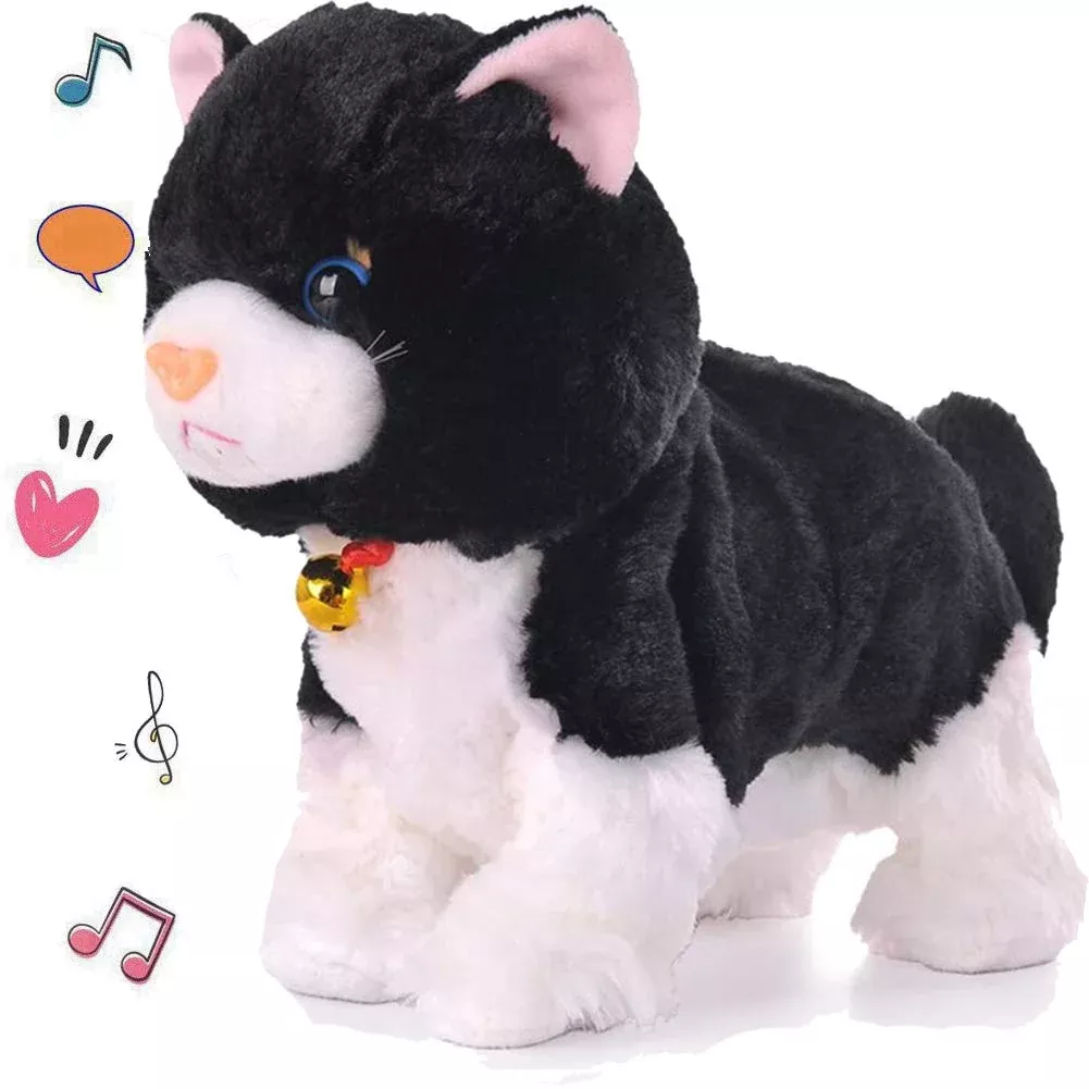 Smalody Robot Cat Interactive Plush Toy - Black, Size X