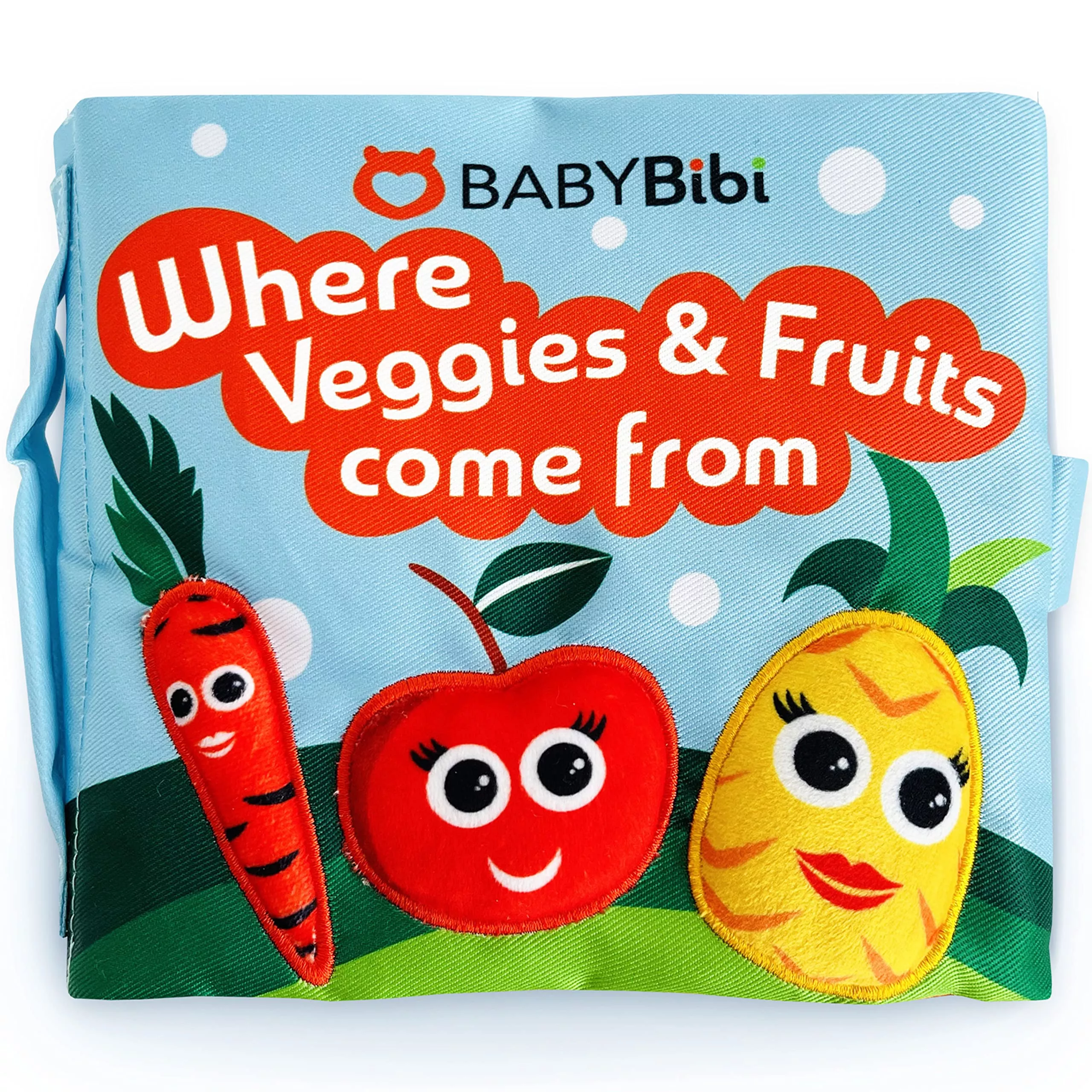 Soft Baby Book, ''Where Veggies & Fruits Come From''. Interactive Teet
