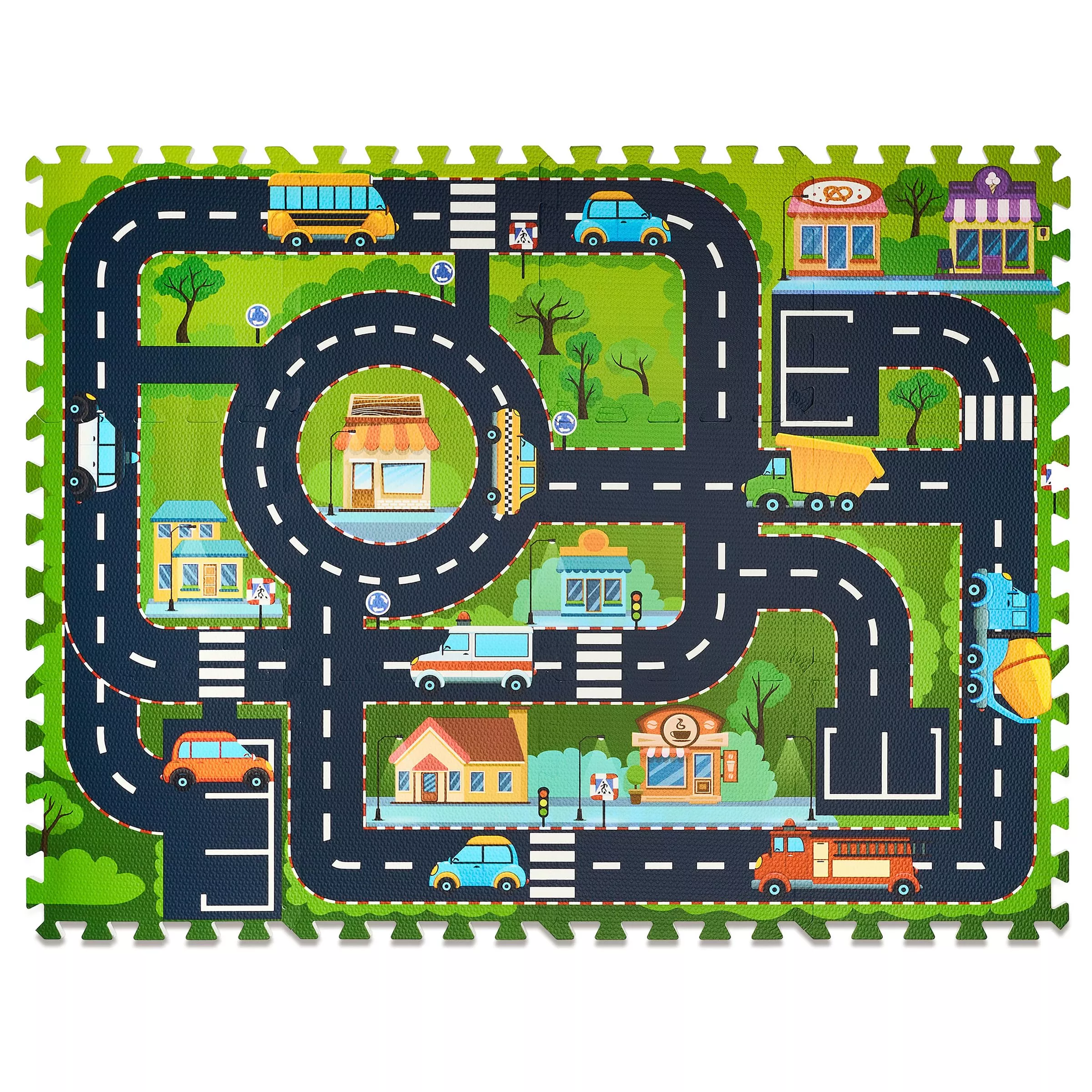 Sorbus Foam Traffic Route Puzzle Floor Mats 34" x 45" 12 Piece -