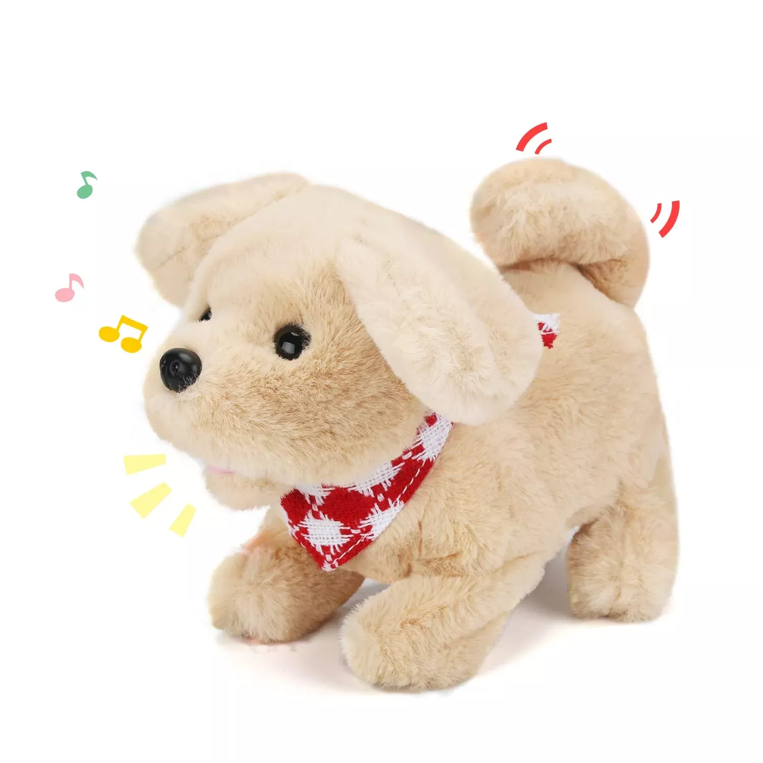 Sotodik Plush Electric Puppy for Kids, Beige, 7.3x6.7