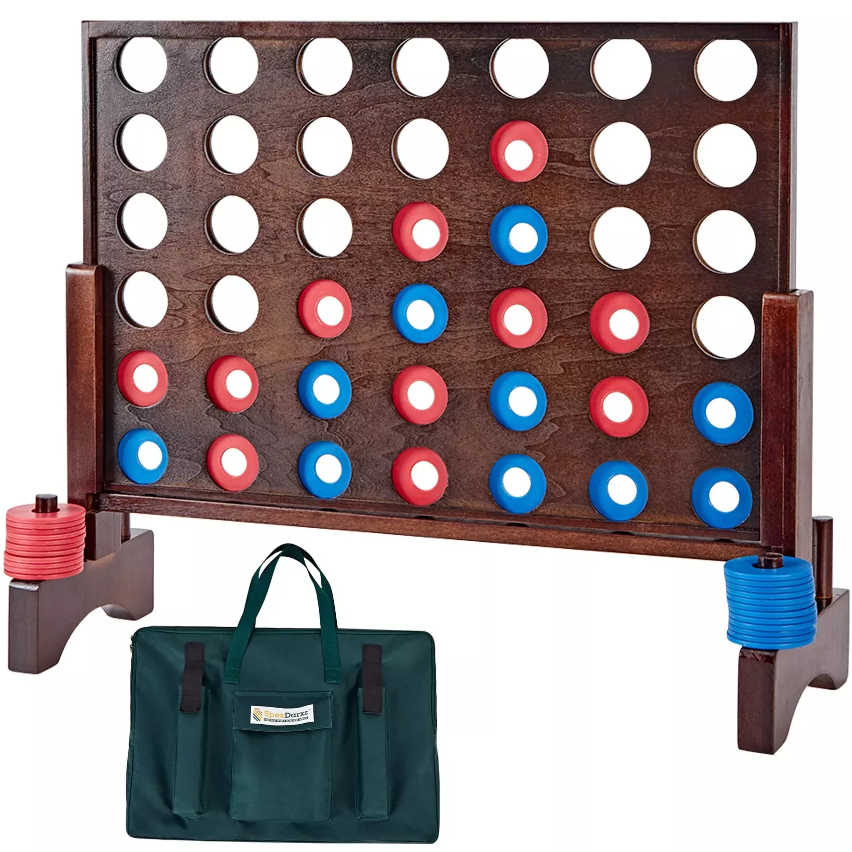 SpexDarxs Giant 4 in a Row Game Set, 22" Tall, Wooden