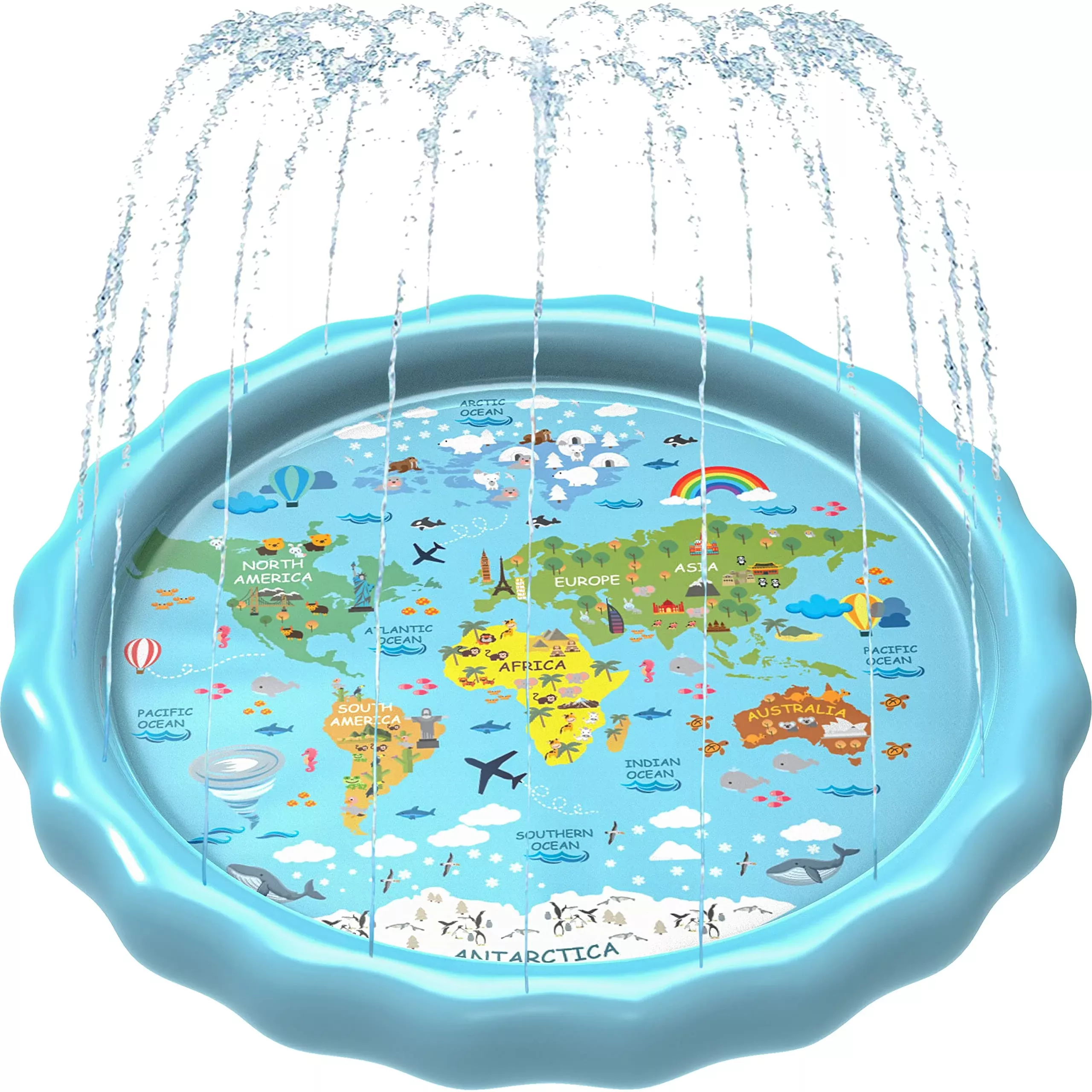 SplashEZ Educational Water Splash Pad for Toddlers, 60" Multicolored