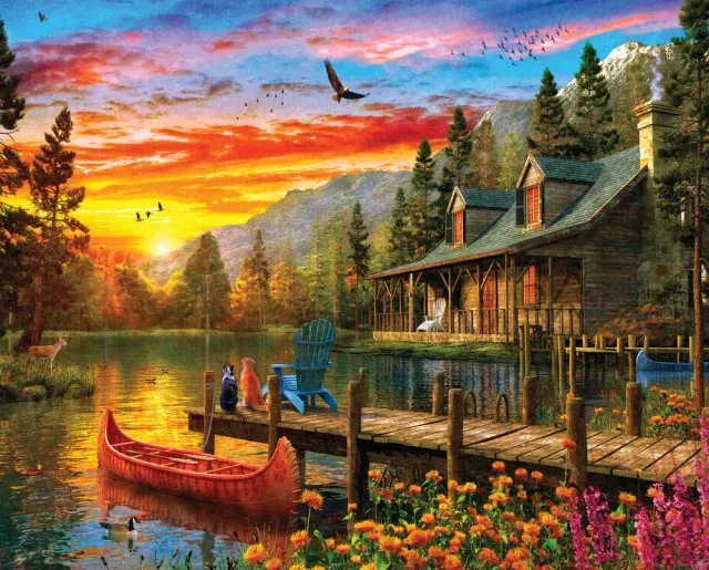 Springbok 33-15520 Cabin Evening Sunset 1500 Piece Puzzle