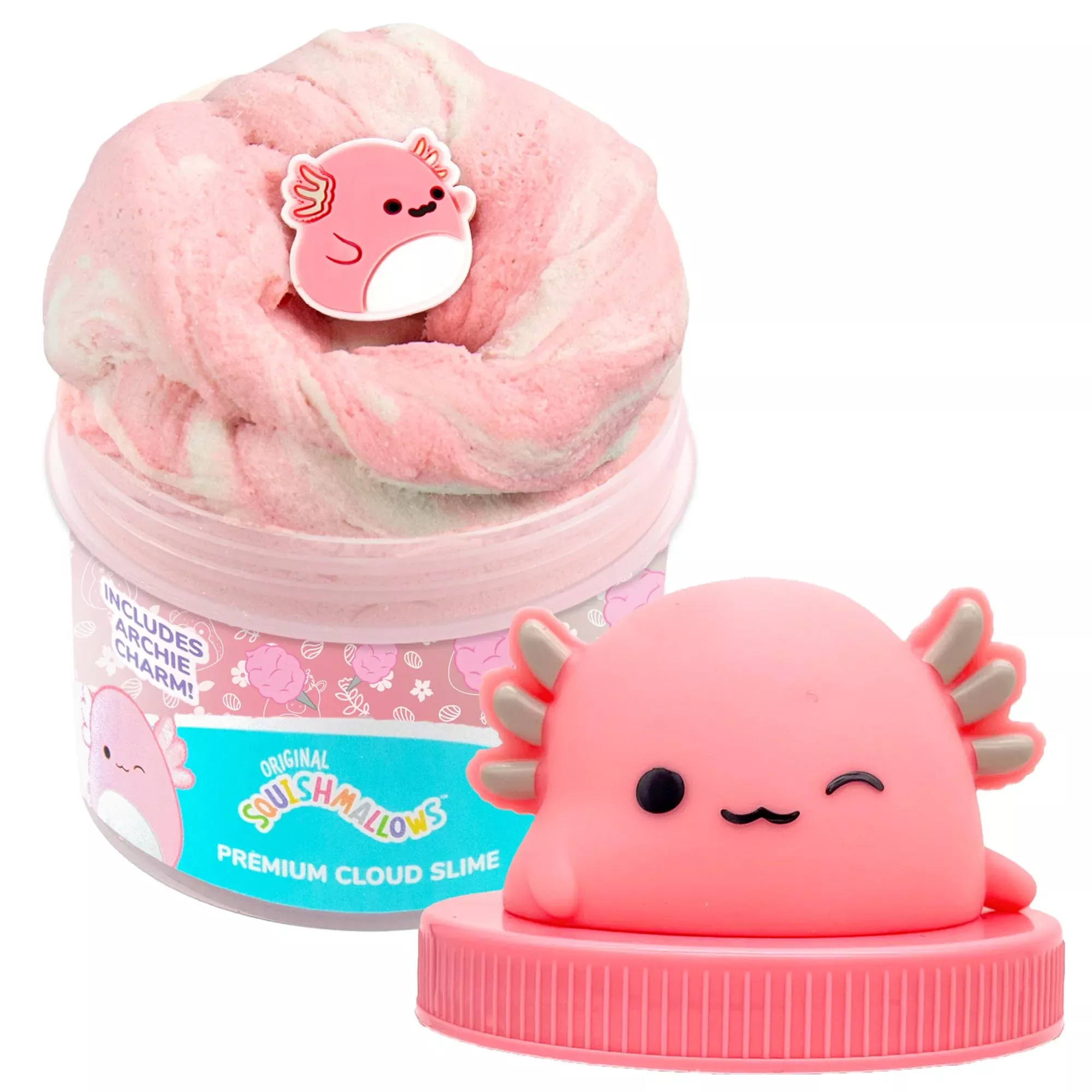Squishmallows Archie Axolotl Premium Cloud Slime, 8 oz, Cotton Candy S
