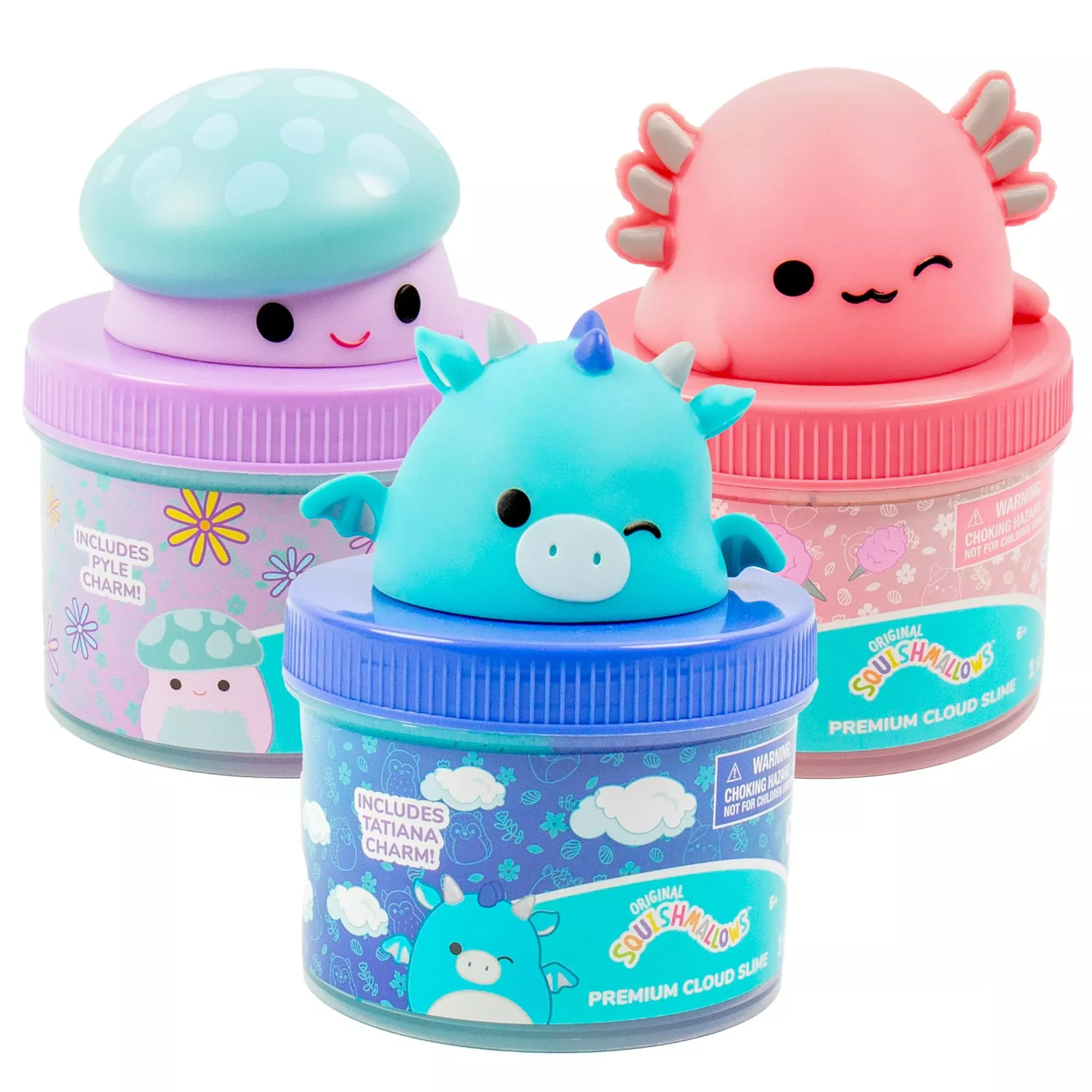 Squishmallows Scented Slime 3-Pack with Charms, Multi,