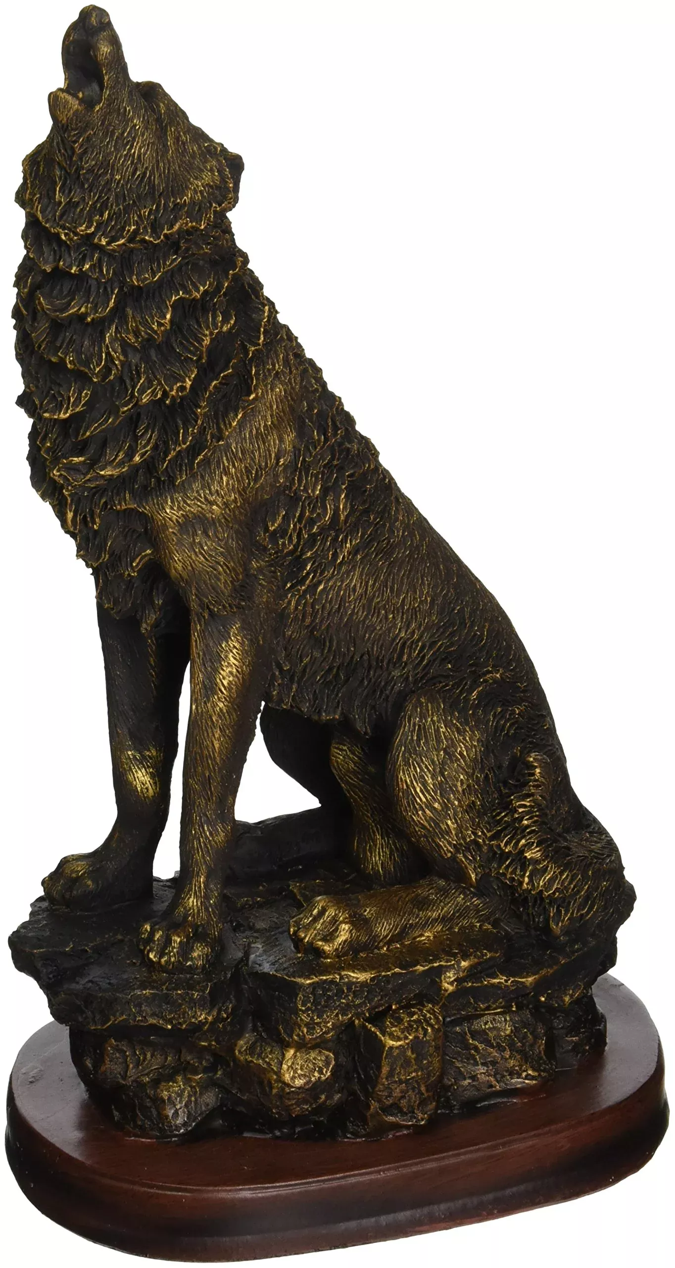 StealStreet Bronzed Paint Howling Wolf Figurine Statue 10 Inches