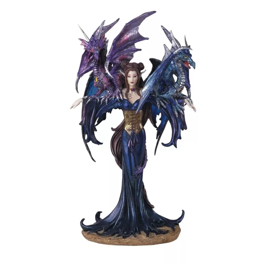 StealStreet Fairy Collection Pixie with Dragon Figurine, Navy Blue, Re
