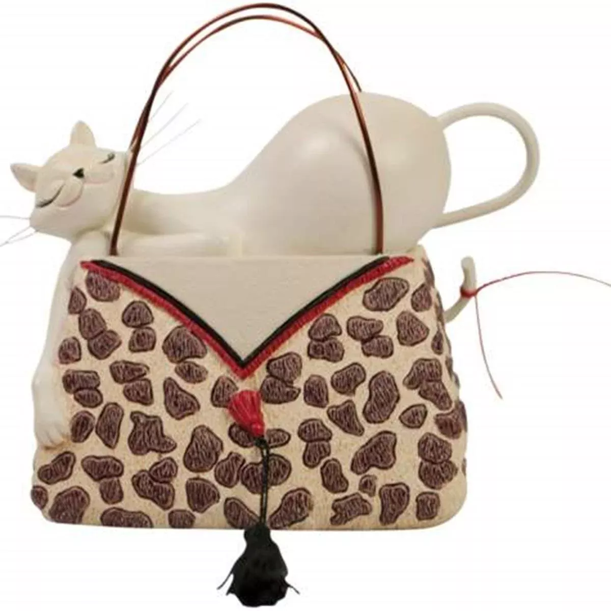 StealStreet Kitty Cat Figurine on Leopard Print Pocketbook, H: 2.5