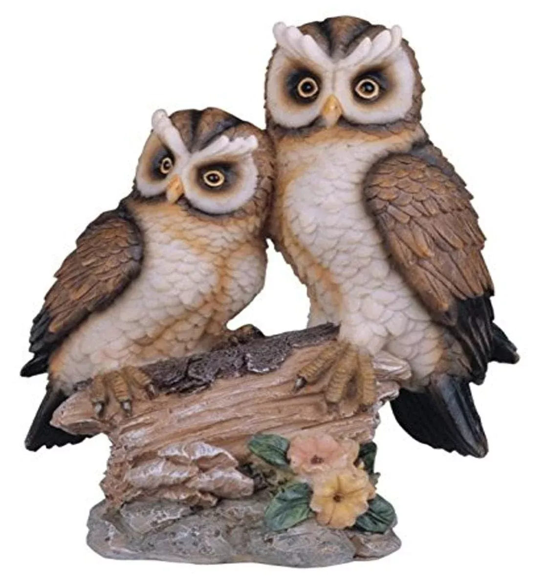 StealStreet Owl Figurine Perched on Tree Log 6.5" Brown Resin
