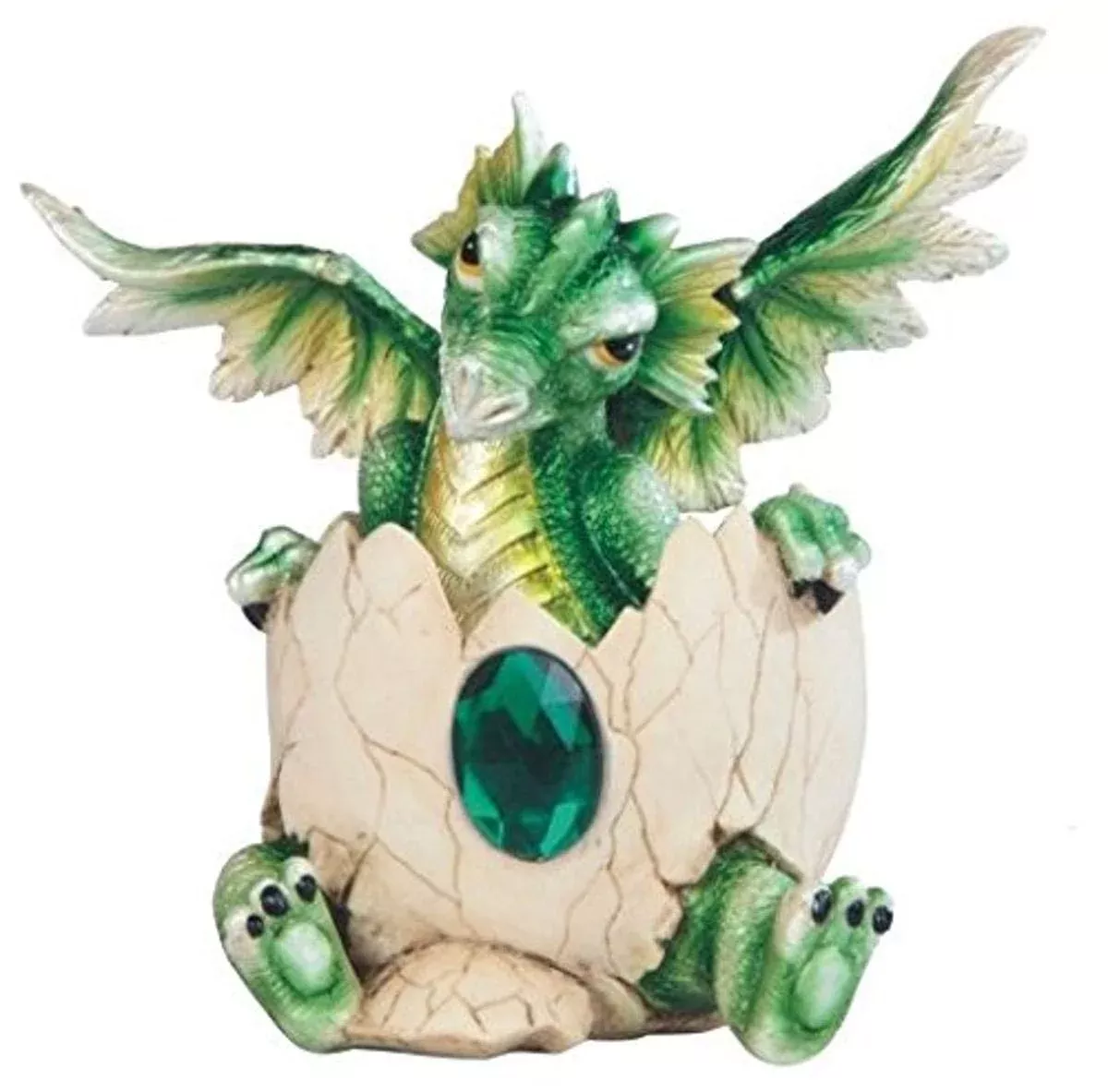 Stealstreet Ss-G-71471 Dark Green Baby Dragon Eggshell With Gem Figuri