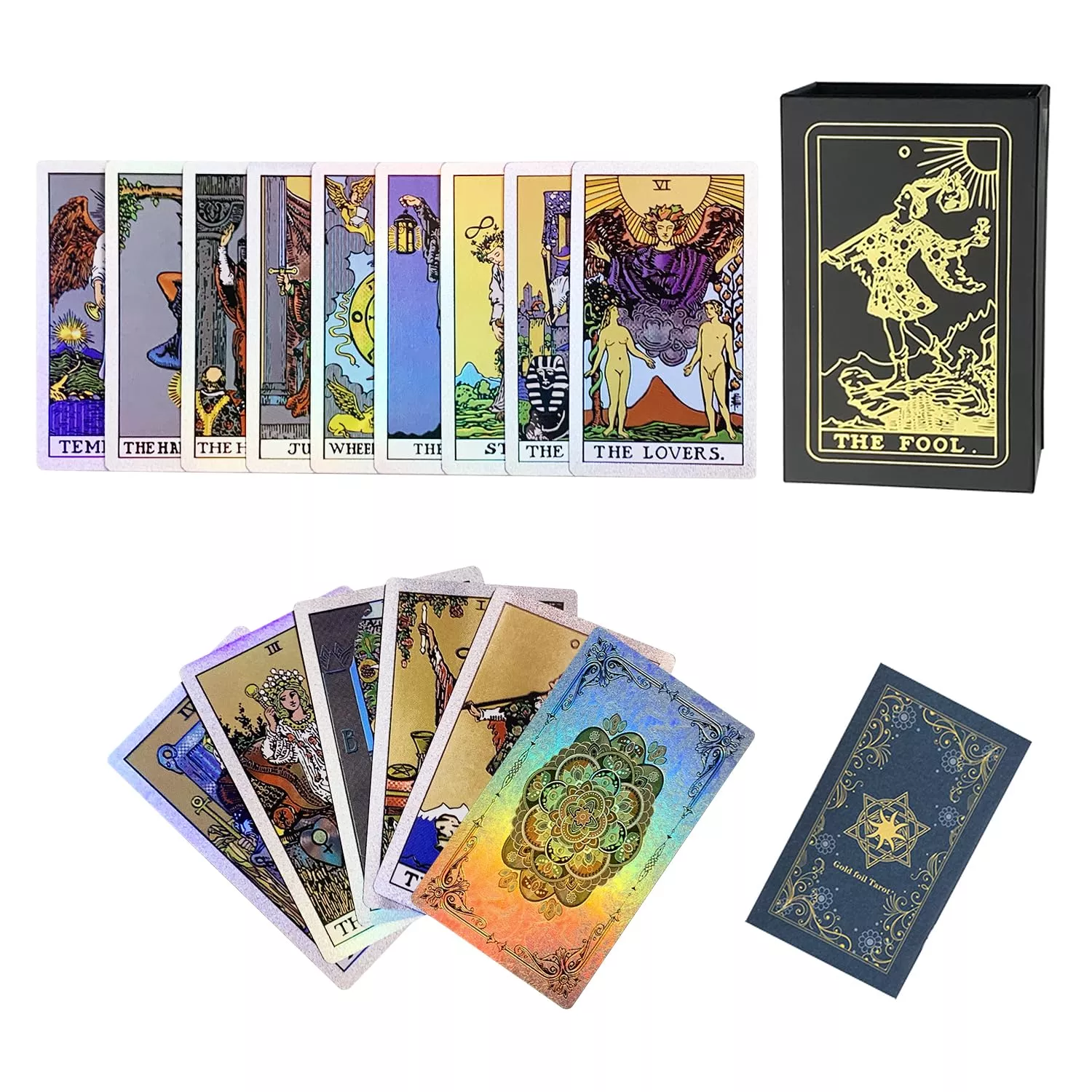 Sunhhx Tarot Cards, 78 Surface Laser Tarot Cards, Pvc Waterproof Tarot