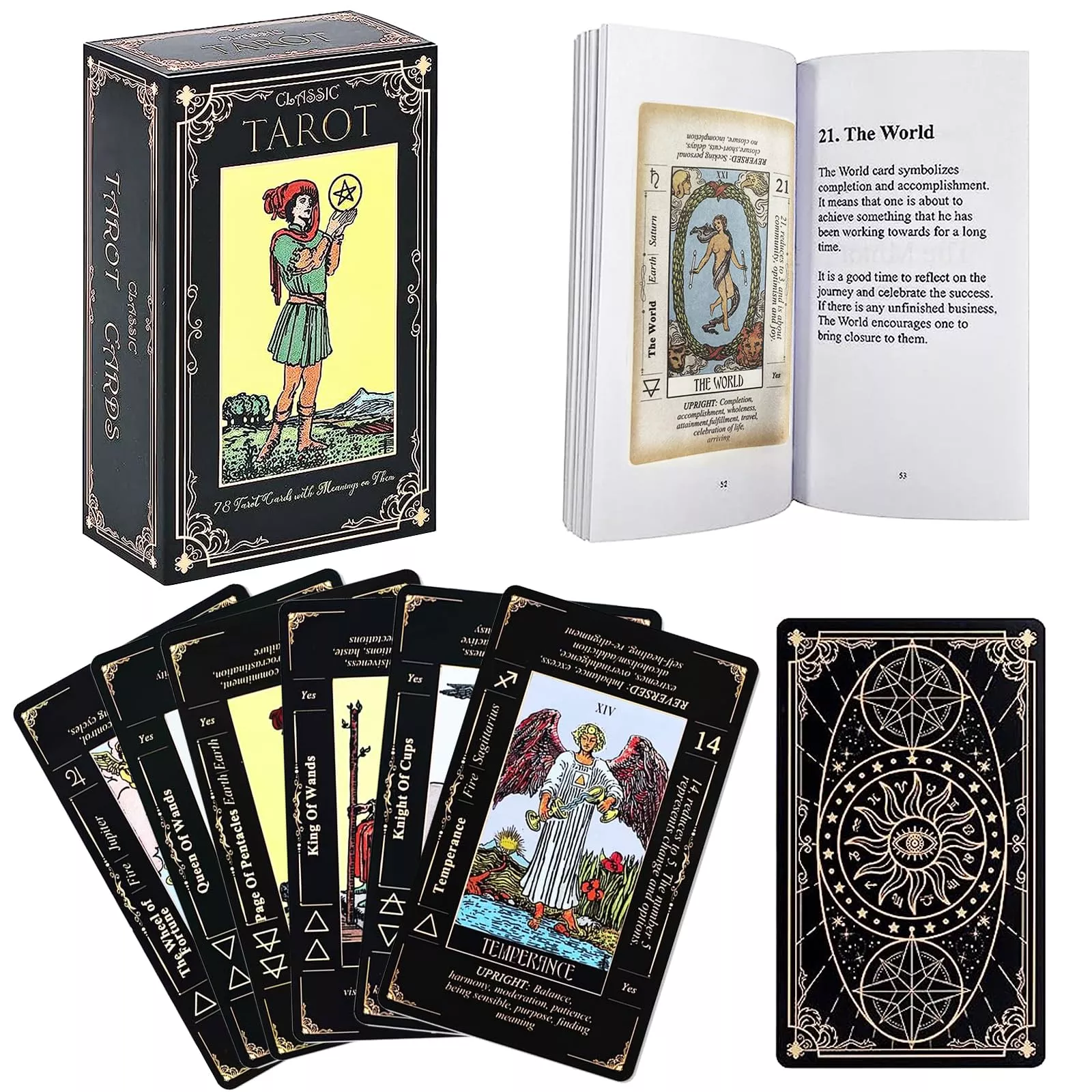 SUNHHX Tarot Cards Set for Beginners, 78 Cards, Multicolor, 4.