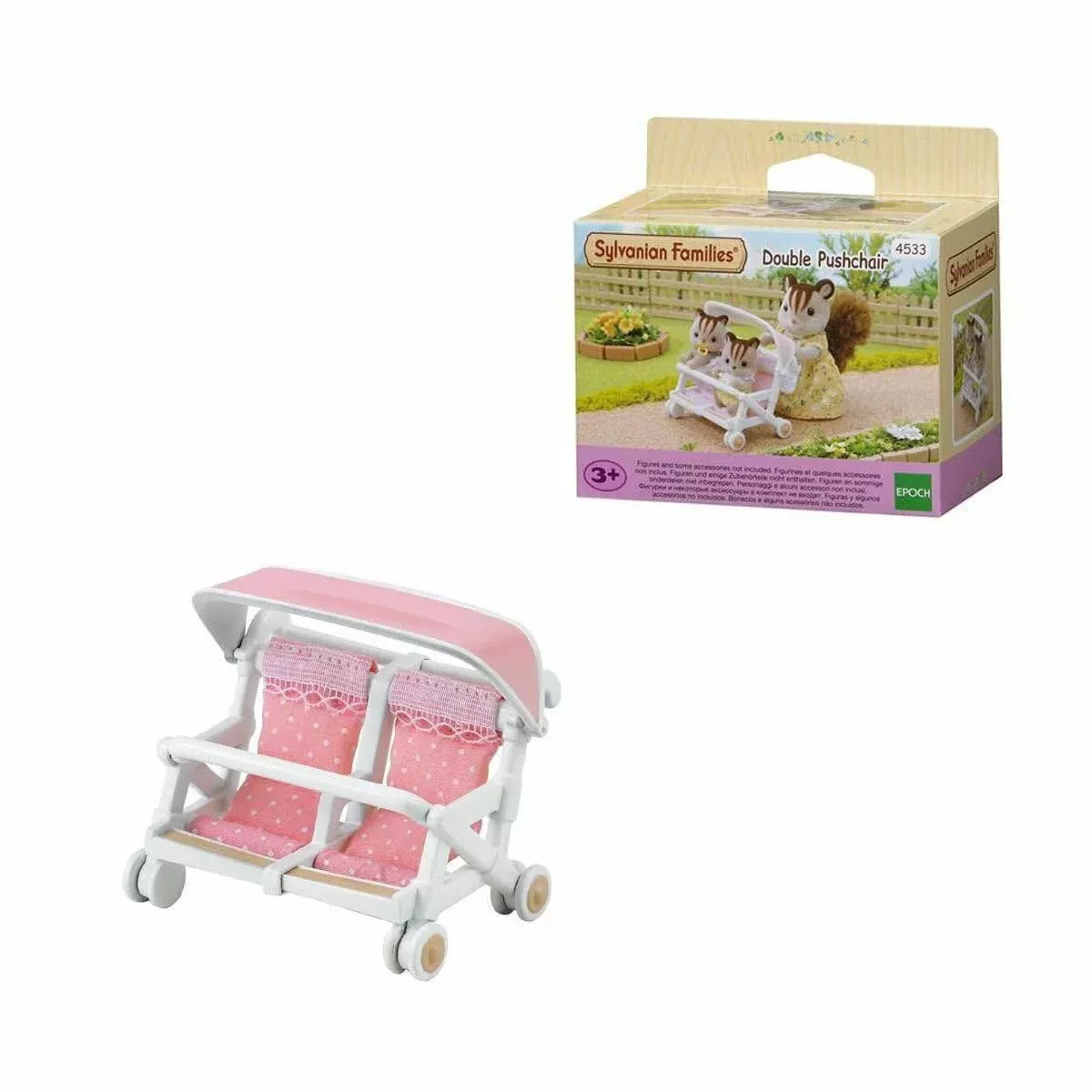 Sylvanian Families Double Pushchair for Twins, Small, Red