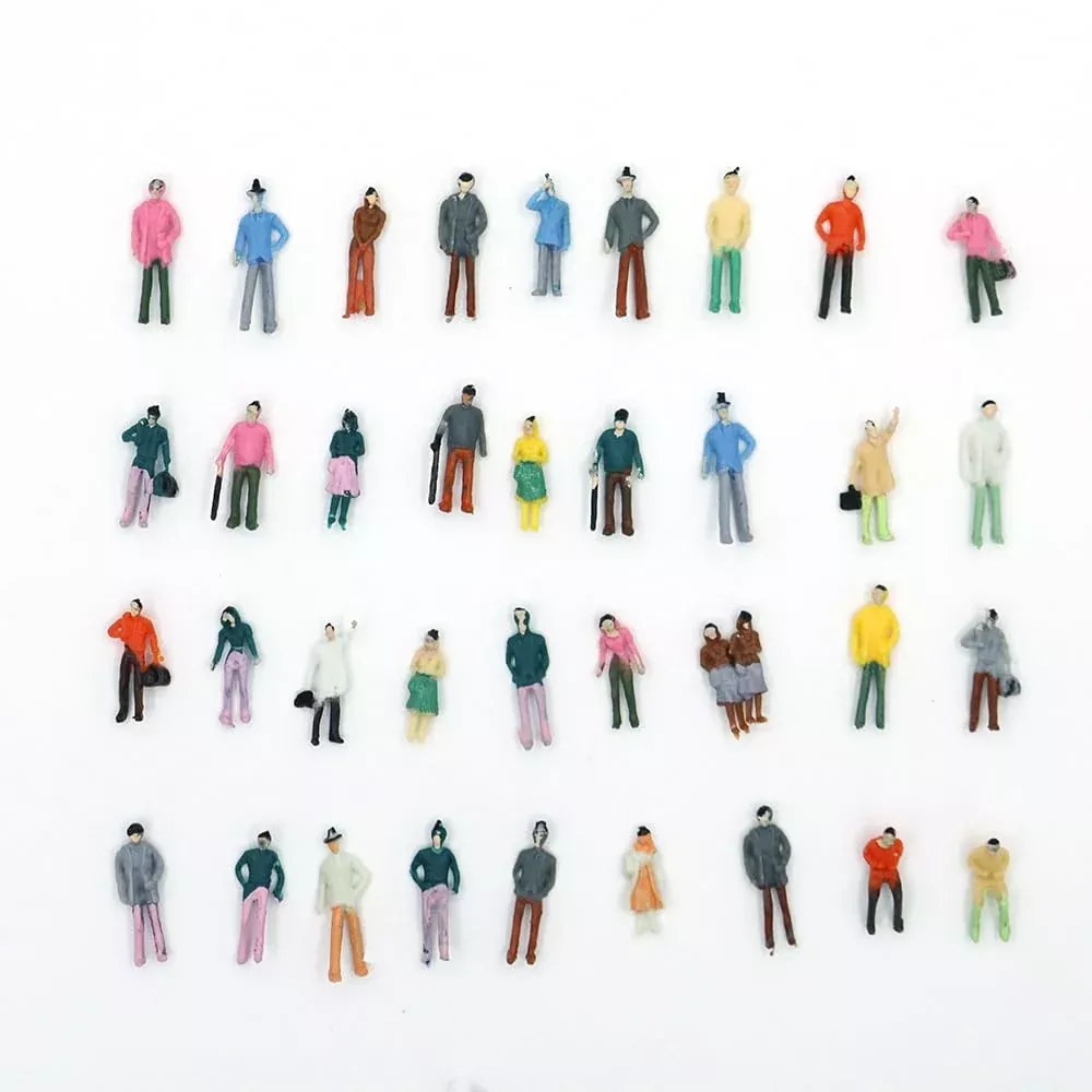 SZZJ 1:75 Scale Model People Figures - 100 Painted Multicolor Pack