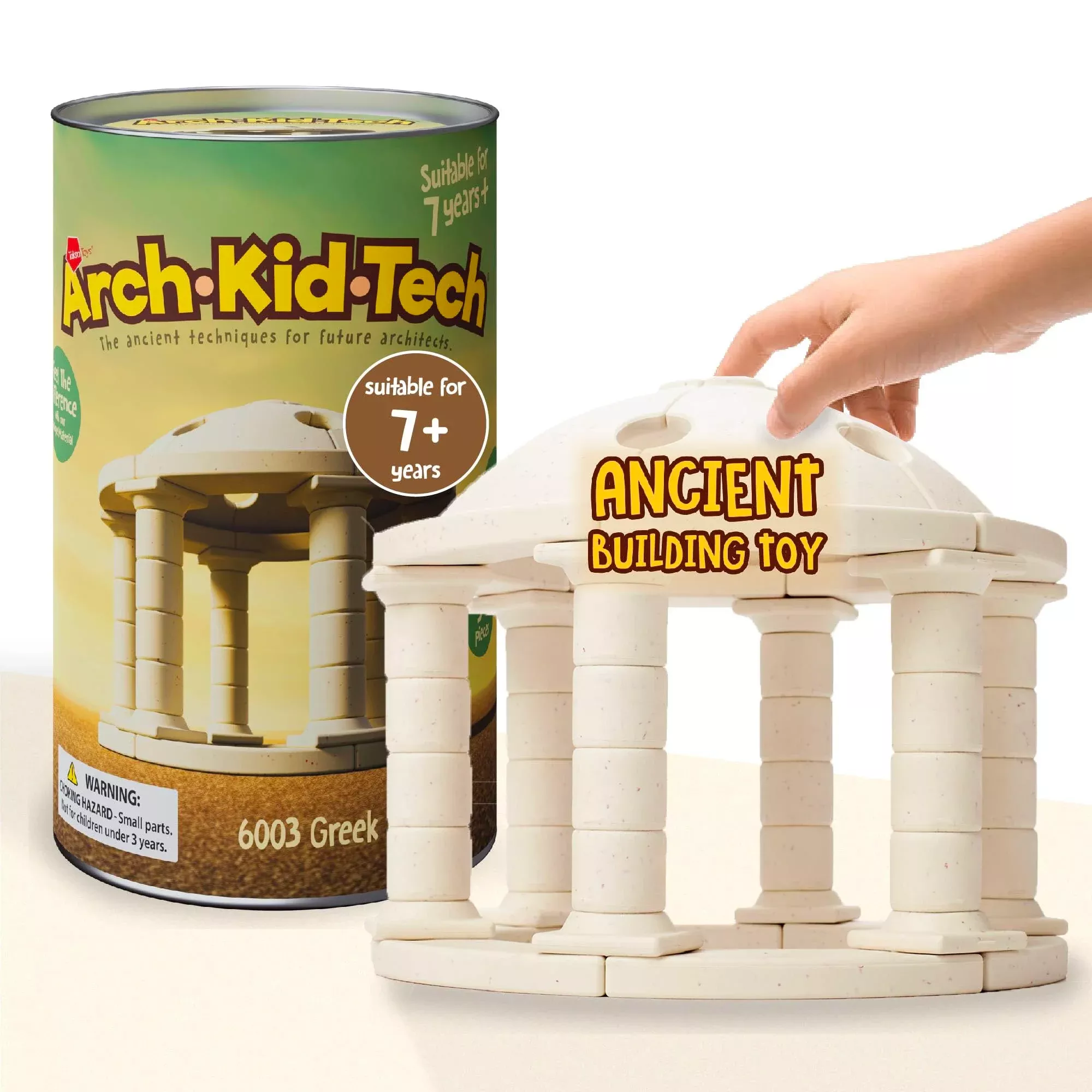 Taksa Toys ArchKidTech Greek Dome Construction Set, Beige, 54 Pieces