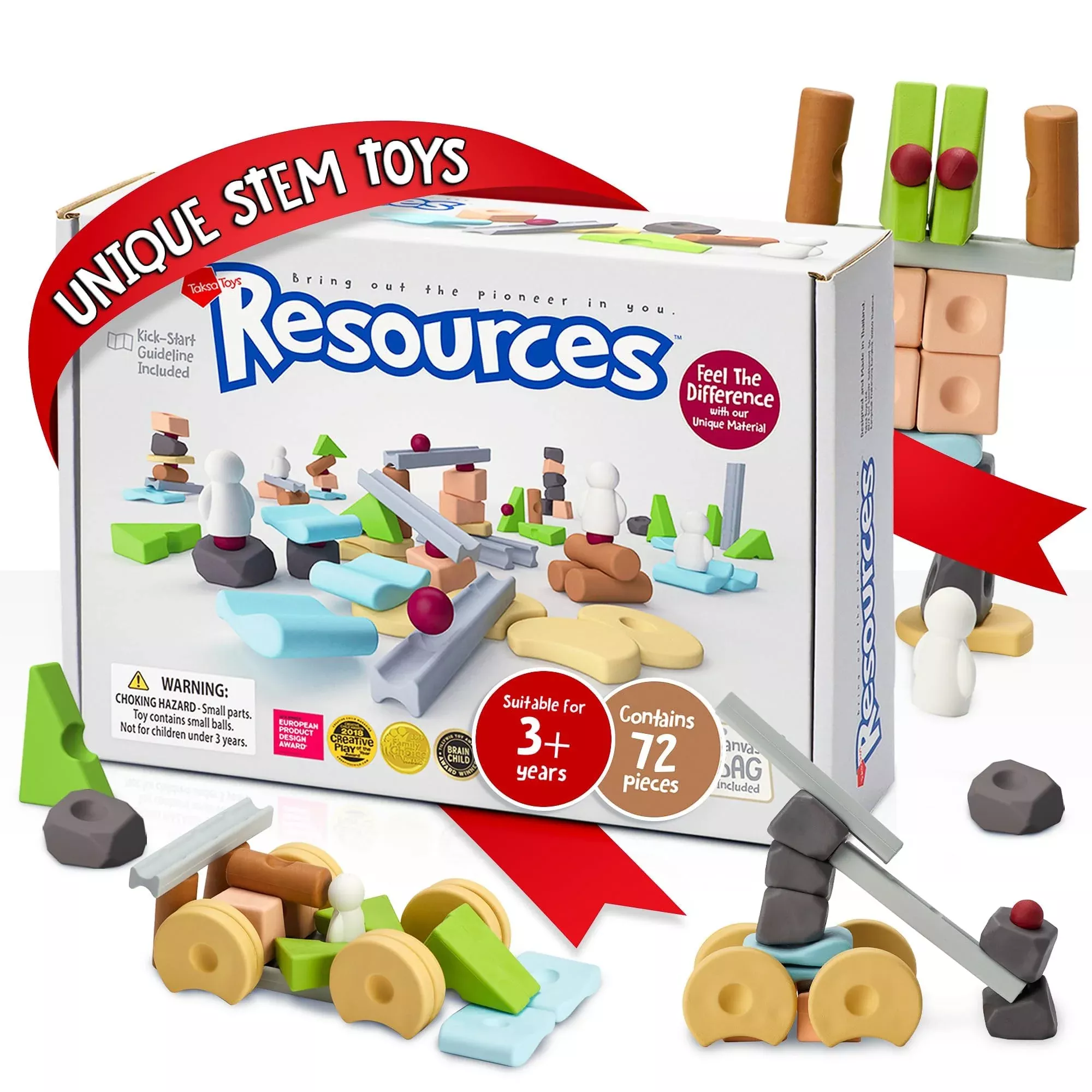 Taksa Toys Construction Set for Kids, Multicolored, 72 Pieces