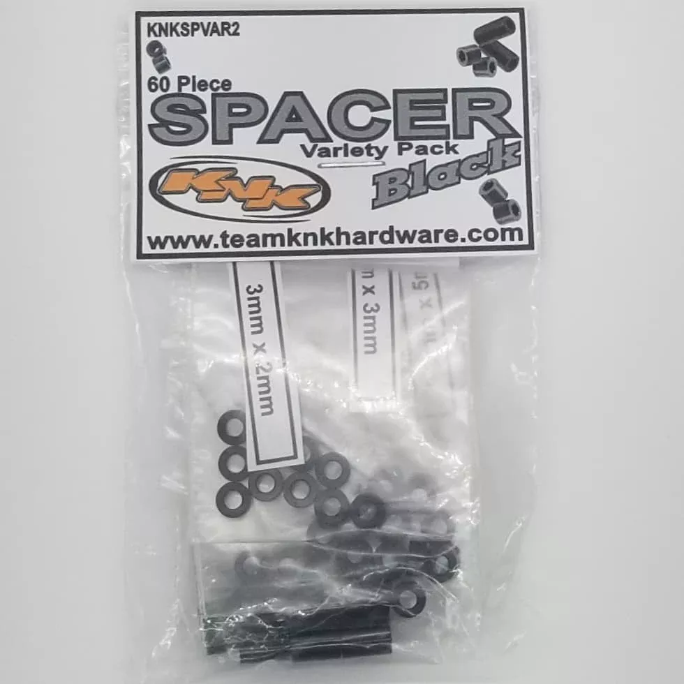 Team KNK (SPVAR2) Black Aluminum Spacer Variety Pack (60 Pack)