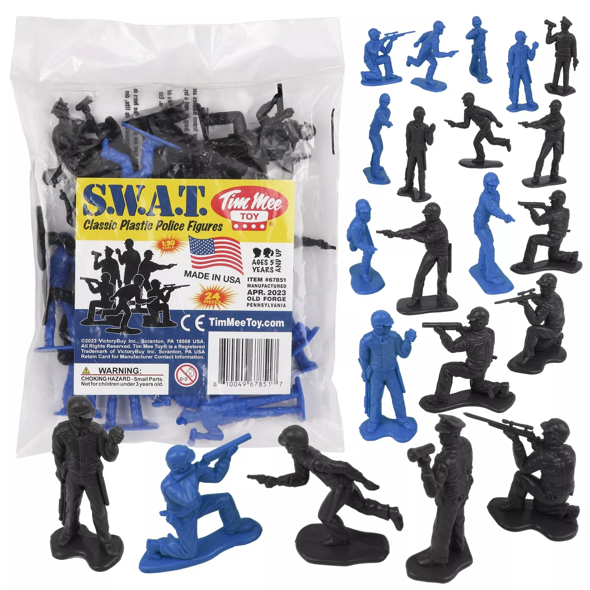 Tim Mee Toy SWAT Tactical Police Force Figures, 2.6", Black/Blue,
