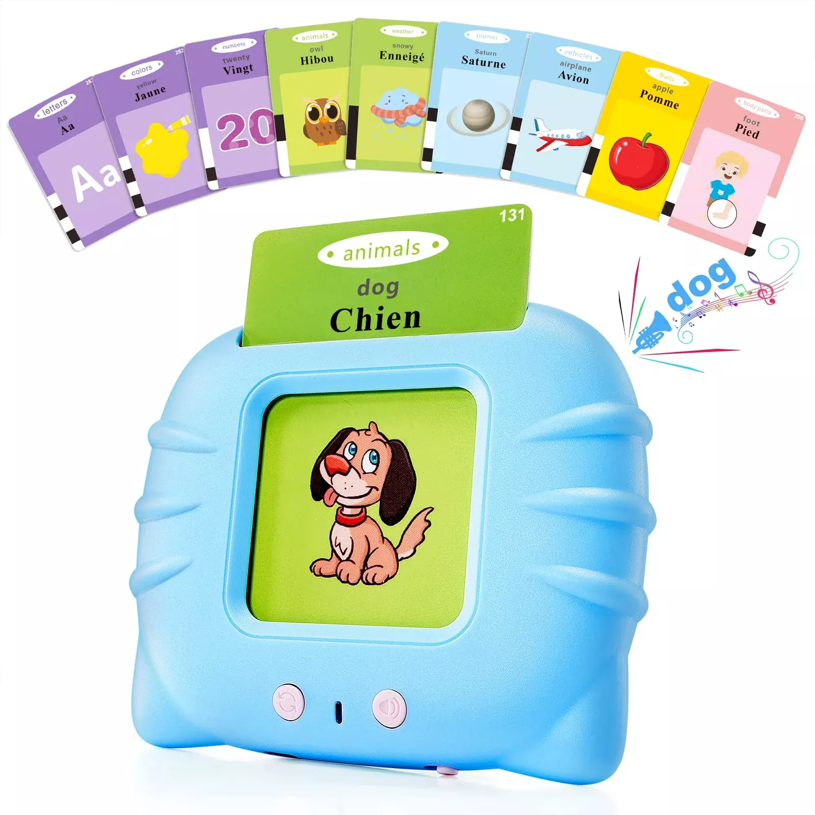 TimingSXD Bilingual Flash Cards - French & English Learning Toy, 4.72x