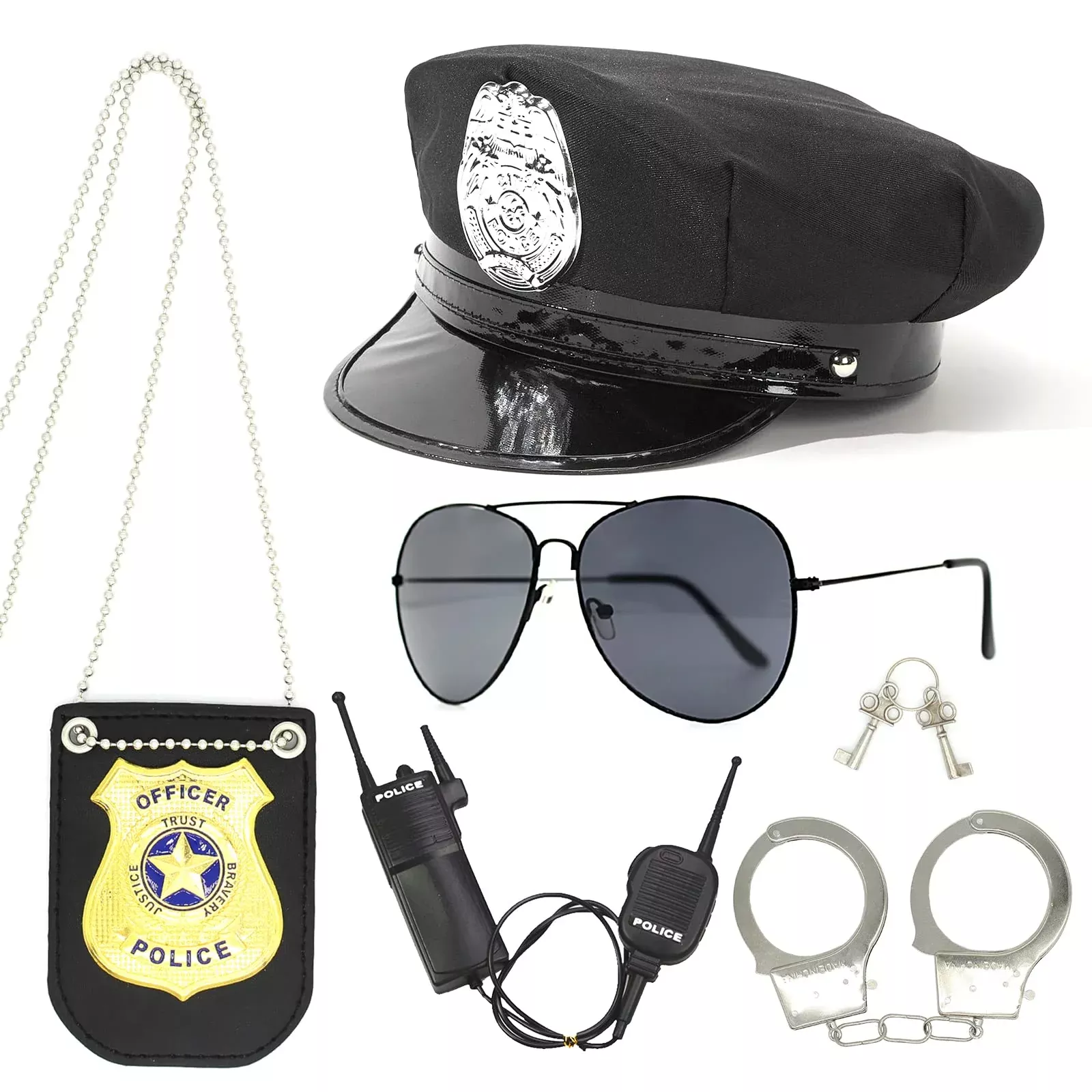 Timisea Police Accessories Kit for Kids - 5 Pcs Black Costume Set