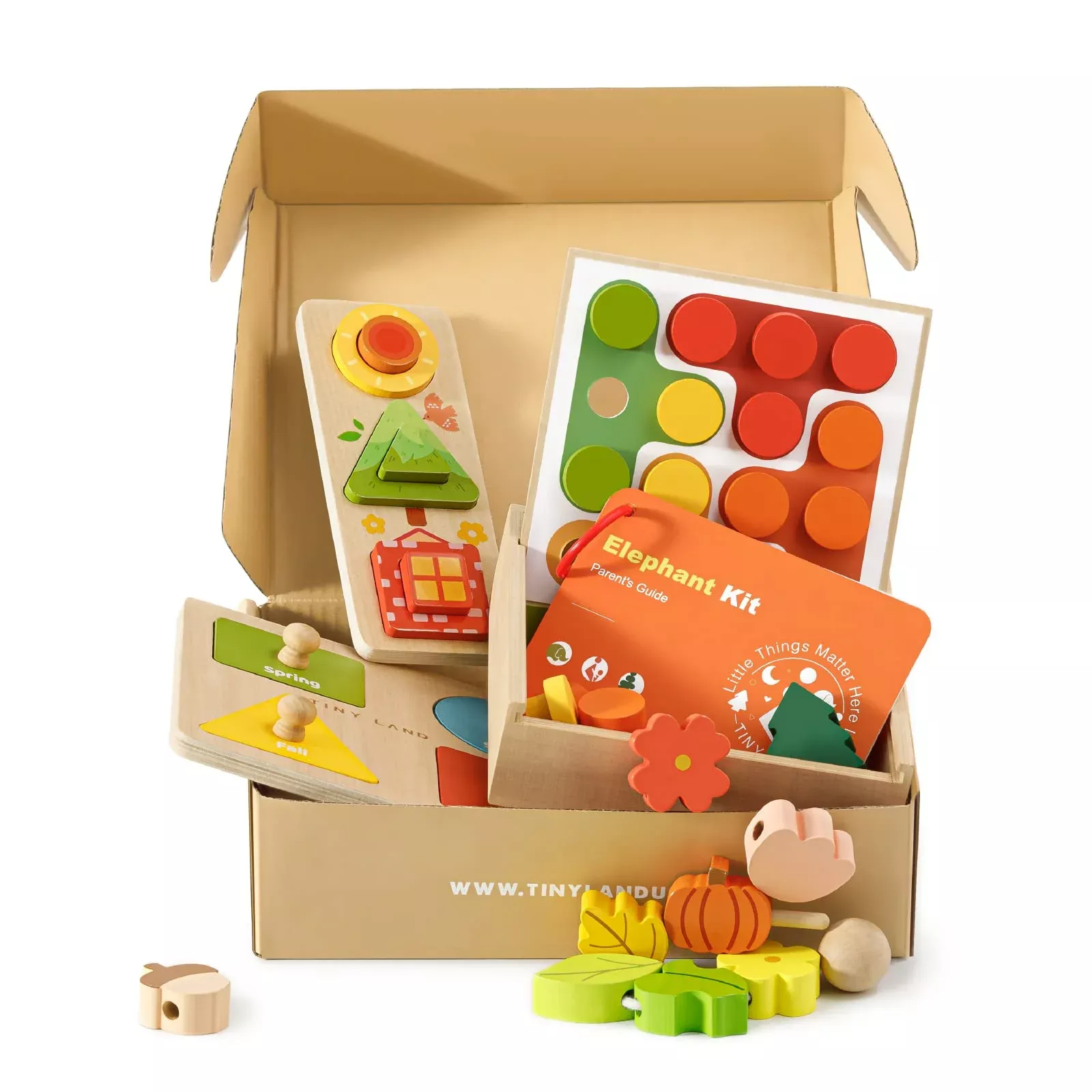 Tiny Land Montessori Toy Set - 4-in-1 Wooden Learning Toys for Babies