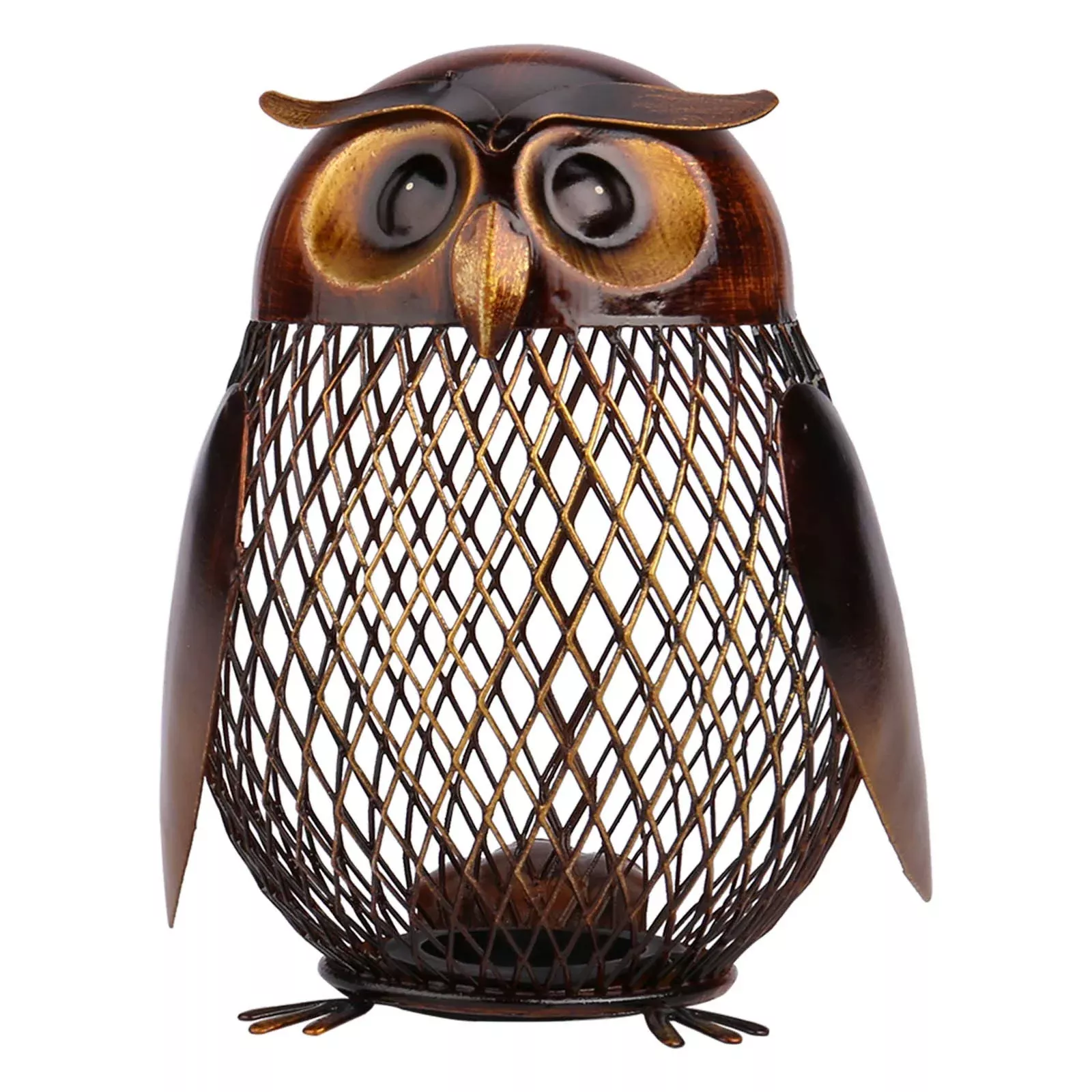 Tooarts Owl Shaped Piggy Bank Iron & Paint 10.3x9.6