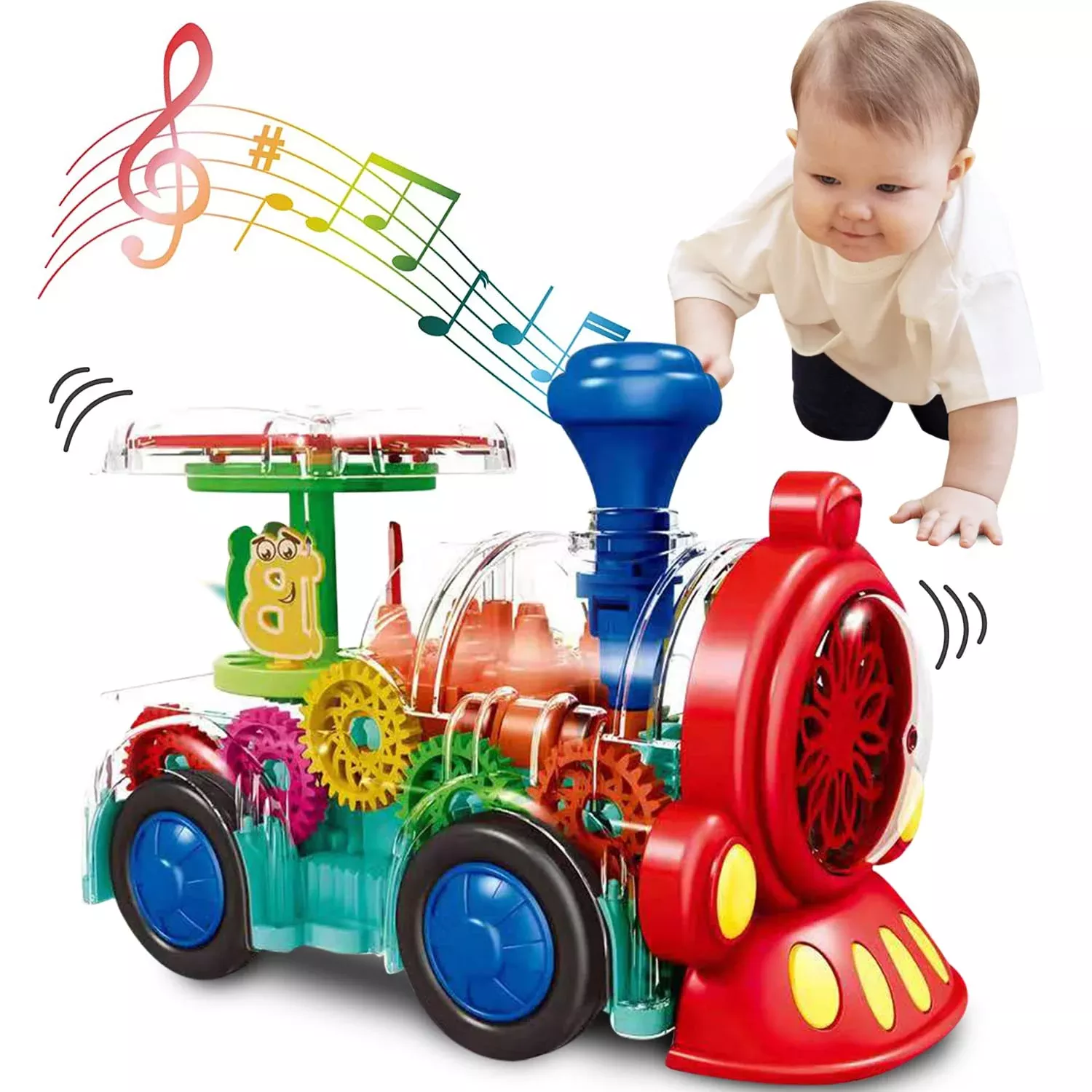 TOOTY TOY Light Up Train Toy for Toddlers, 7.8x