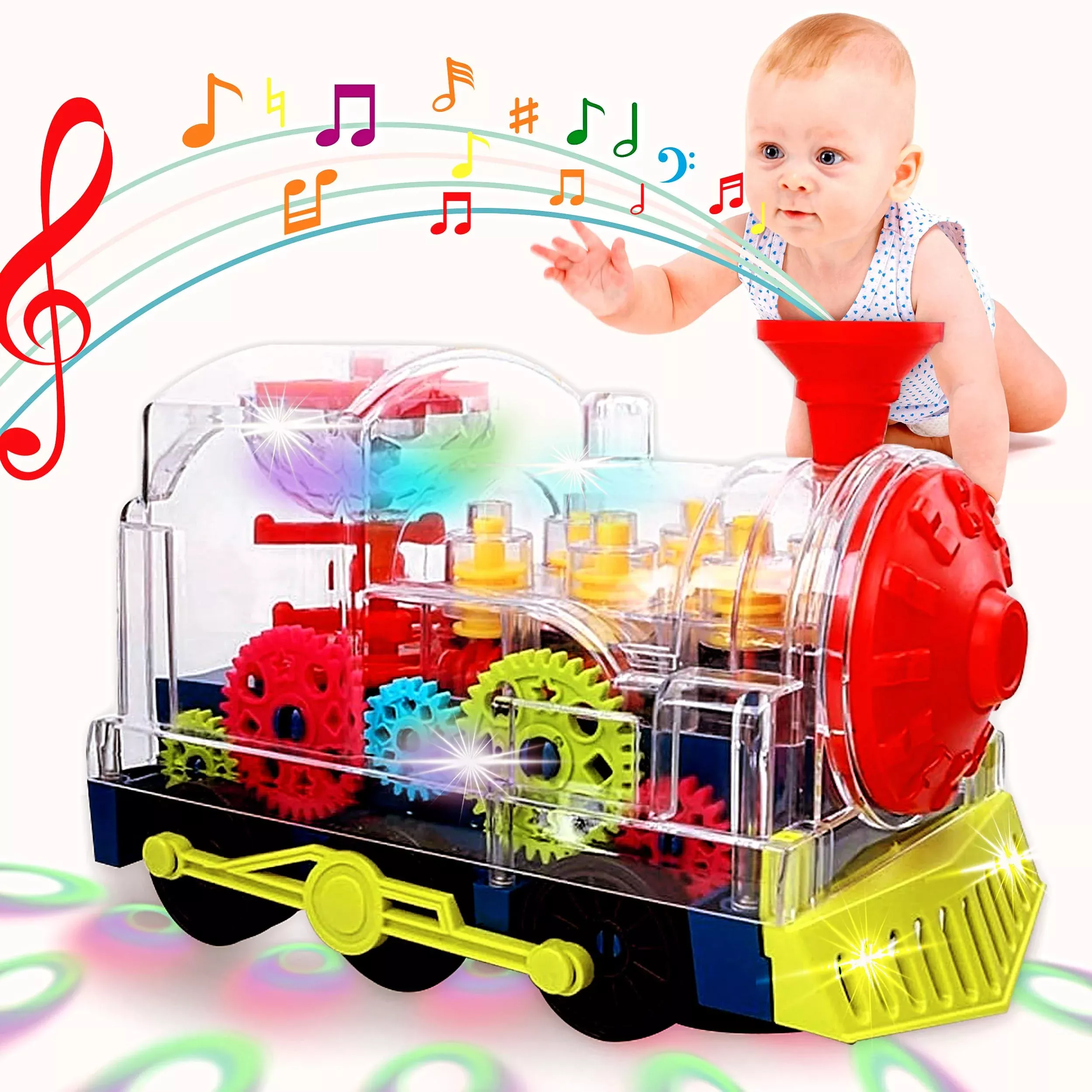 Tooty Toy Music Train Toy With Led Light Up For Kids - Colorful Moving