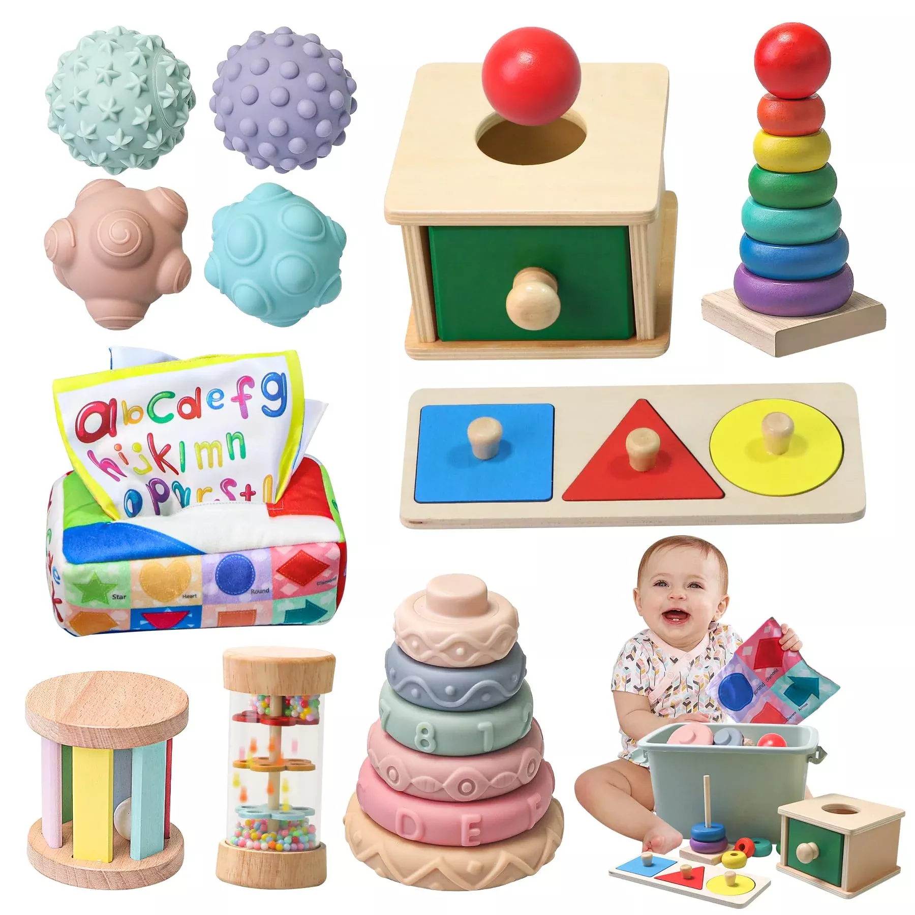Tooysea Montessori Toys for Babies 6-12 Months, Multiple Colors