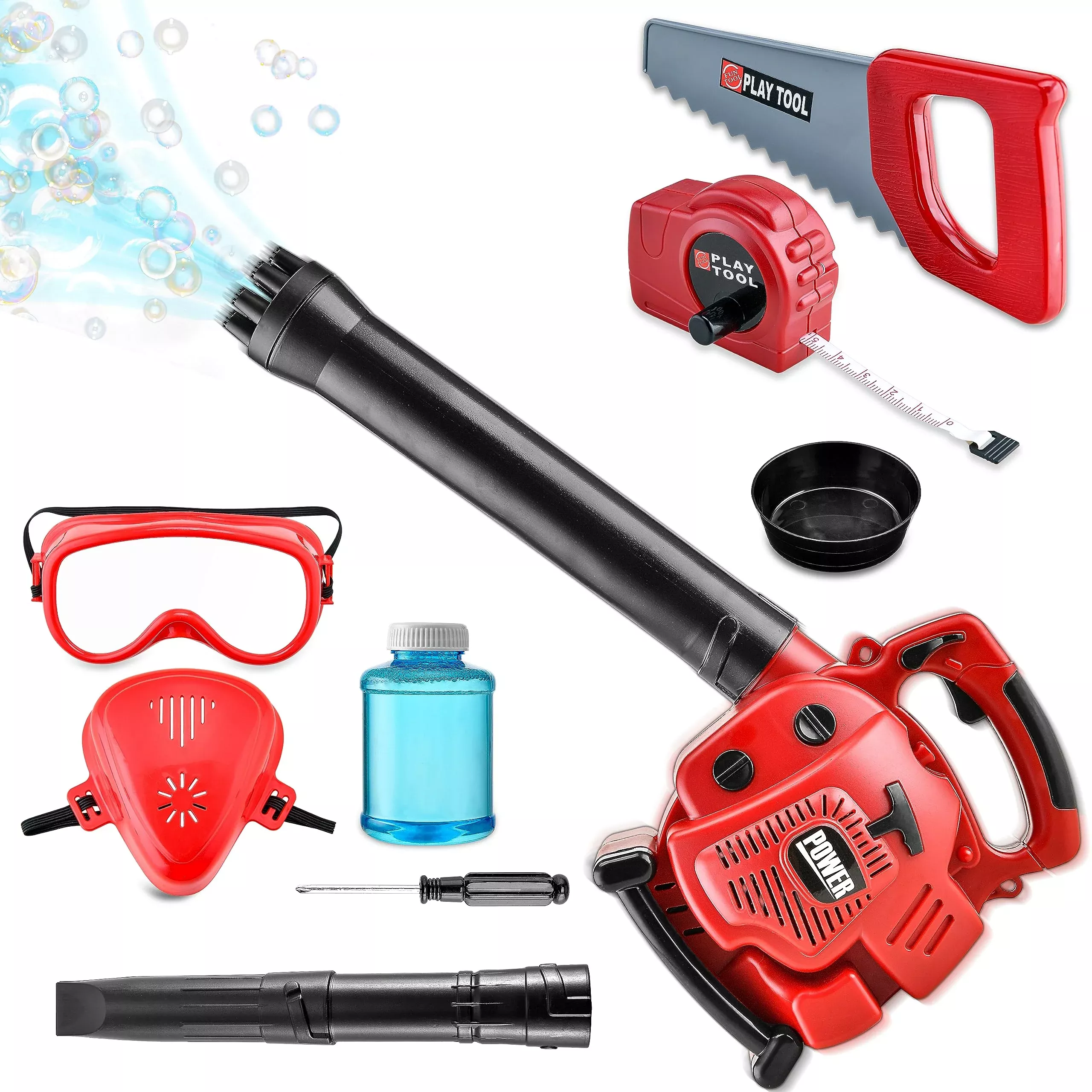 Toy Choi's Bubble Machine Leaf Blower Red 7.6x11.26x