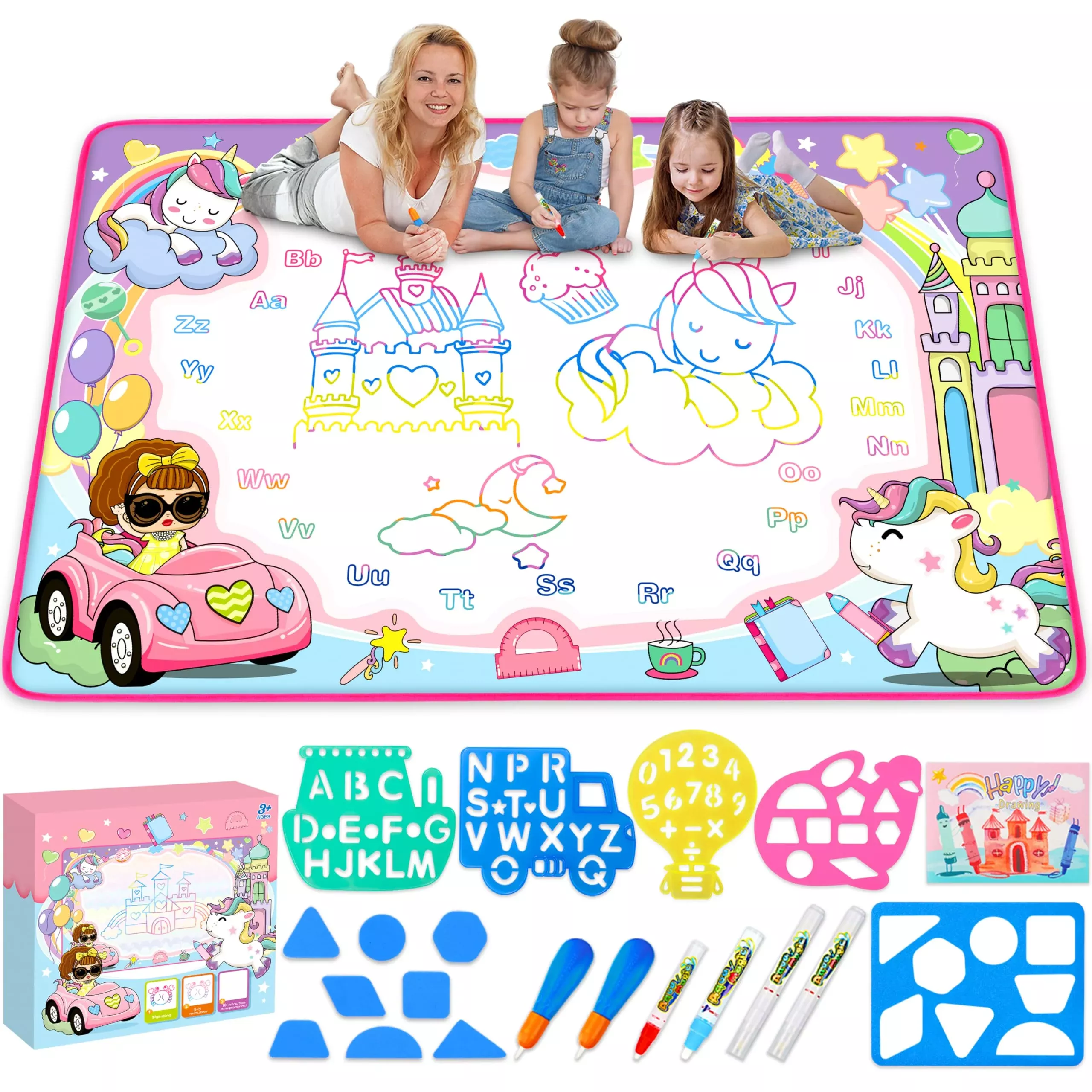 Toyk Water Doodle Mat 40"x28" Pink for Kids Educational Fun