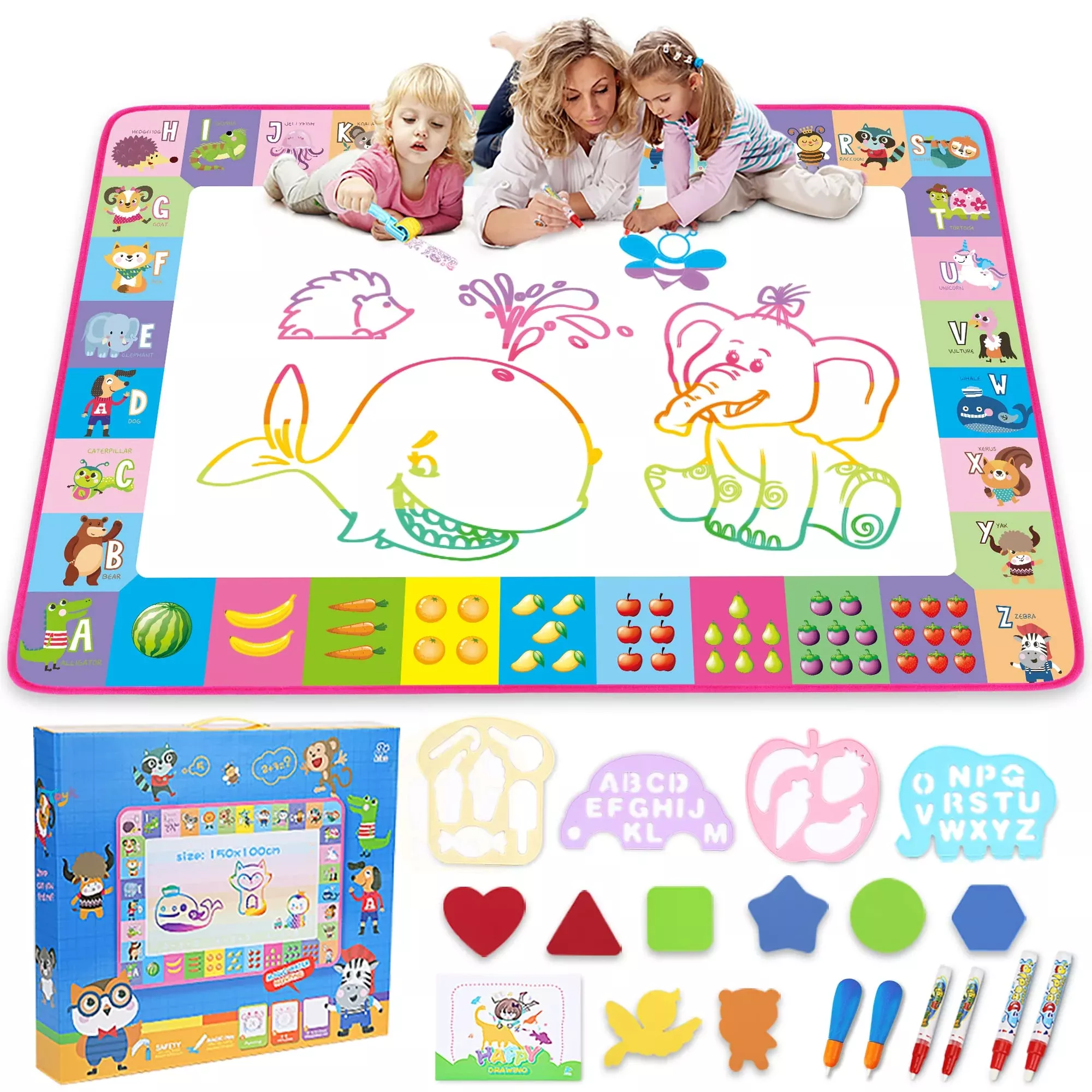 Toyk Water Doodle Mat 40x28 Inch Unicorn Drawing Board for Kids