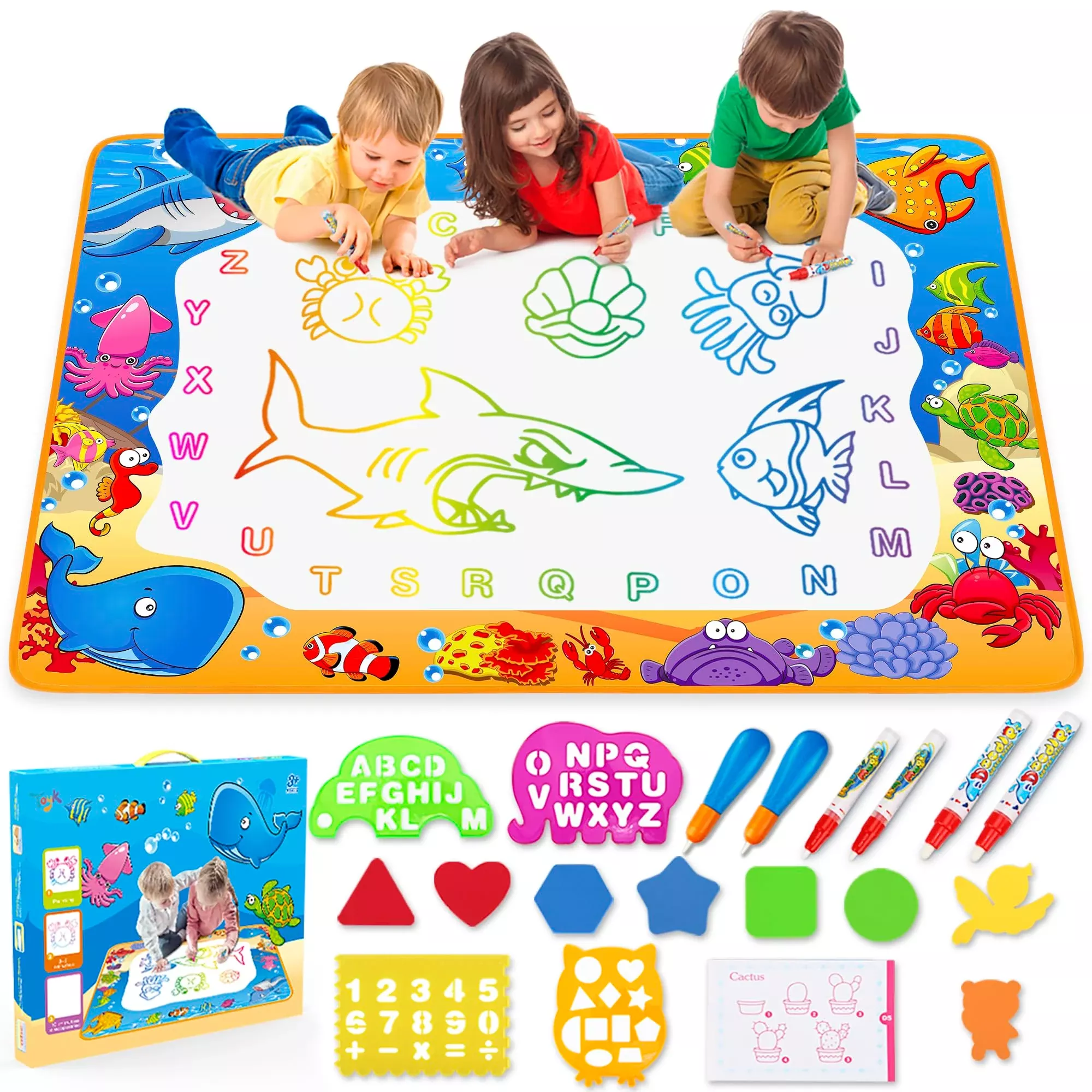 Toyk Water Drawing Mat for Kids - Extra Large Ocean Design 40x28 inch