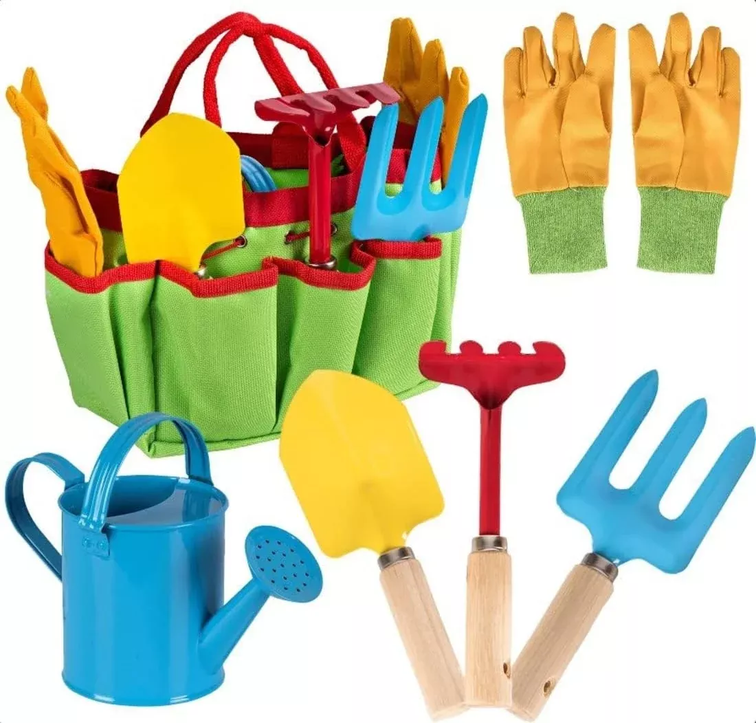 Toyrifik Kids Gardening Tools Set with Tote Bag, Green