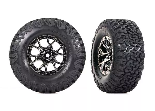 Traxxas 10187 Black Chrome Ford Raptor R™ Wheels with BF Goodrich All-Terrain™ T/A KO2 Tires 1 Pai