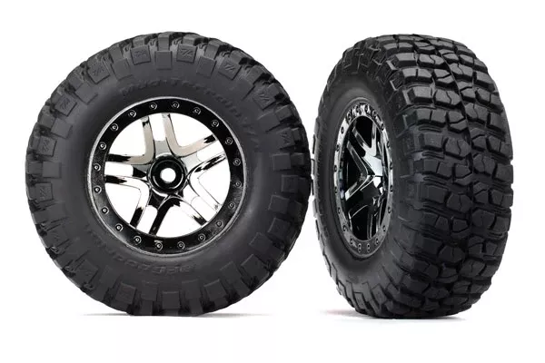 Traxxas 6873T BF Goodrich T/AKM2 S1 Compound Off Road Tires and Black Chrome Wheels 2WD Rear or 4WD