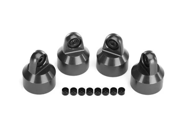 Traxxas 7764 Gray Aluminum GTX Shock Caps with Spacers fits X-Maxx and XRT (4 Pack)