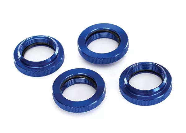 Traxxas 7767 Blue Aluminum Spring Retainer/Adjuster for GTX Shocks fits X-Maxx and XRT (4 Pack)