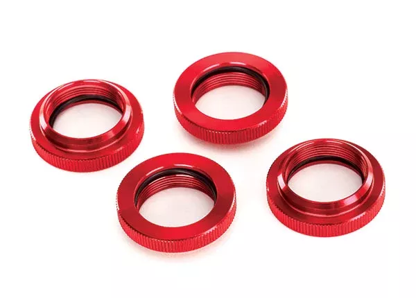 Traxxas 7767R Red Aluminum Spring Retainer/Adjuster for GTX Shocks fits X-Maxx and XRT (4 Pack)